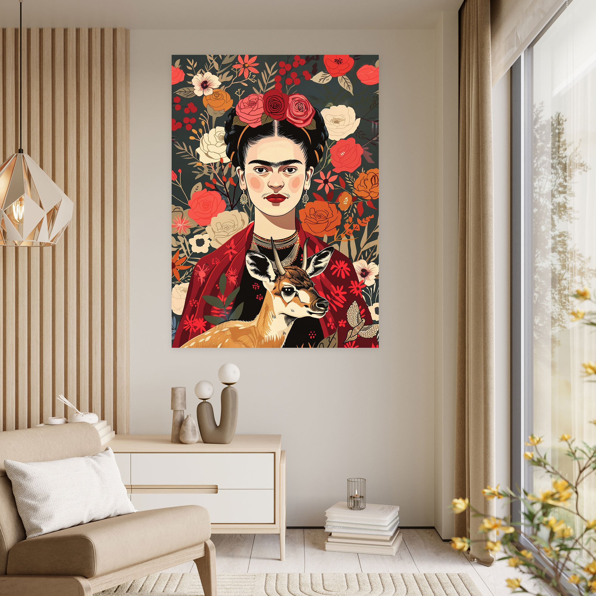 Frida Kahlo Tarzı Duvar Dekorasyonu - Frida Kahlo Duvar Dekorasyonu Kanvas Tablo Sanatı