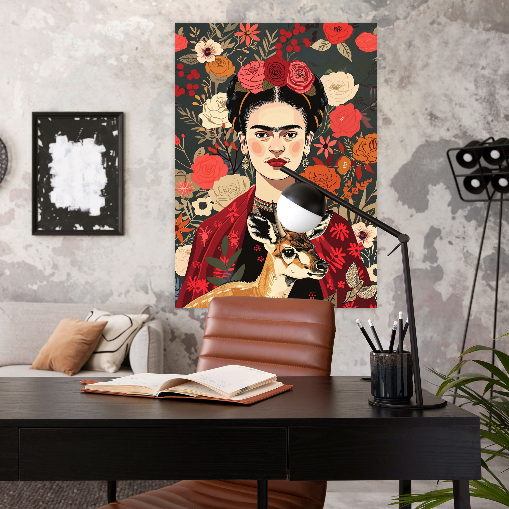 Frida Kahlo Tarzı Duvar Dekorasyonu - Frida Kahlo Duvar Dekorasyonu Kanvas Tablo Sanatı