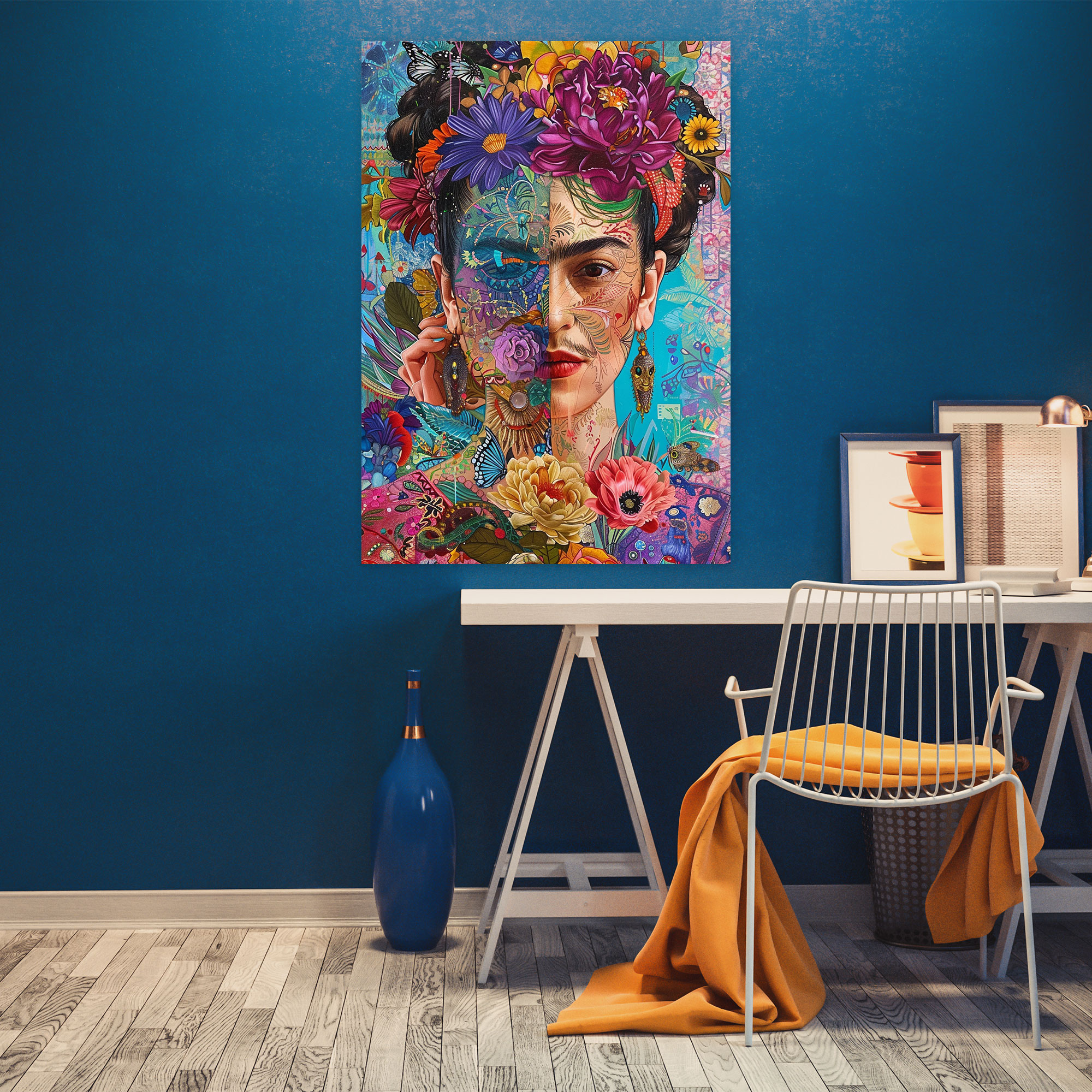 Frida Kahlo Style Wall Art - Frida Kahlo, Frida Kahlo Style, Canvas Wall Art, Home Decoration