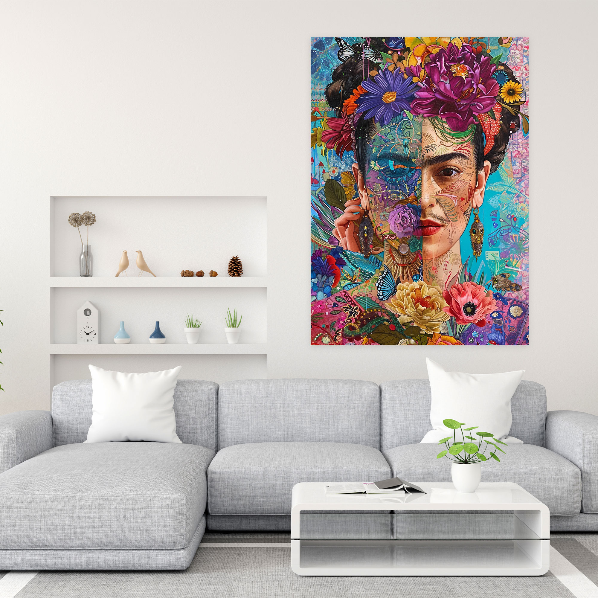 Frida Kahlo Style Wall Art - Frida Kahlo, Frida Kahlo Style, Canvas Wall Art, Home Decoration