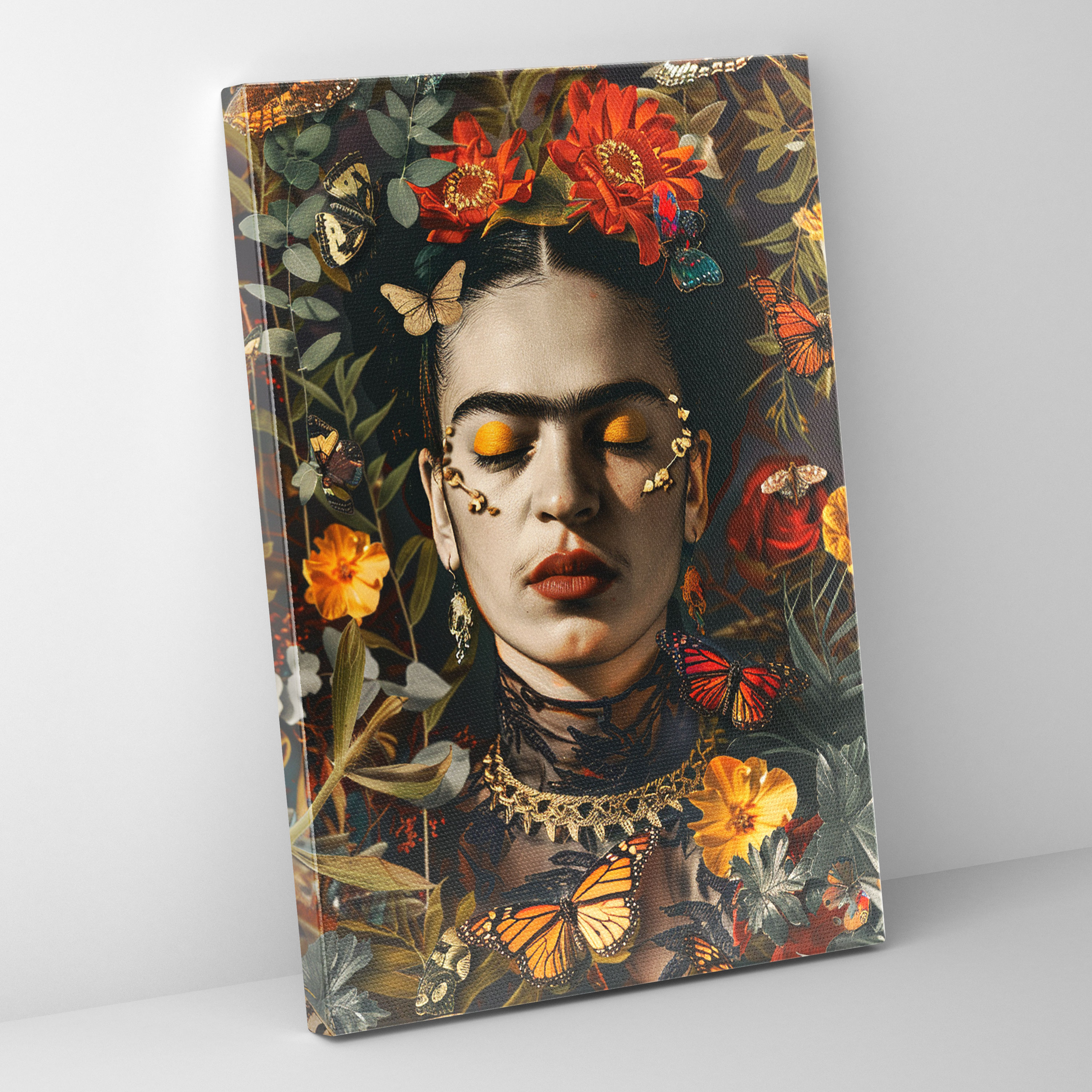 Frida Kahlo Style Wall Art - Frida Kahlo, Wall Decoration, Canvas Wall Art, Frida Kahlo Style
