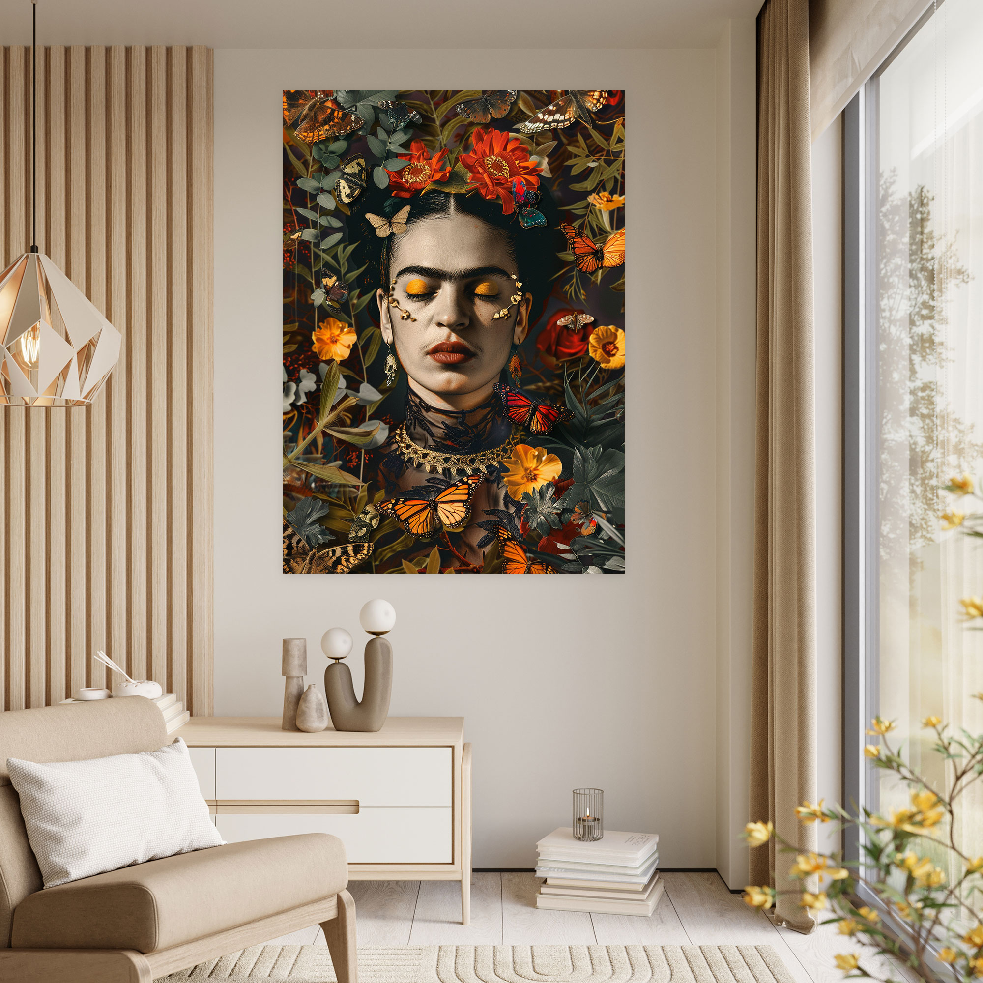 Frida Kahlo Style Wall Art - Frida Kahlo, Wall Decoration, Canvas Wall Art, Frida Kahlo Style
