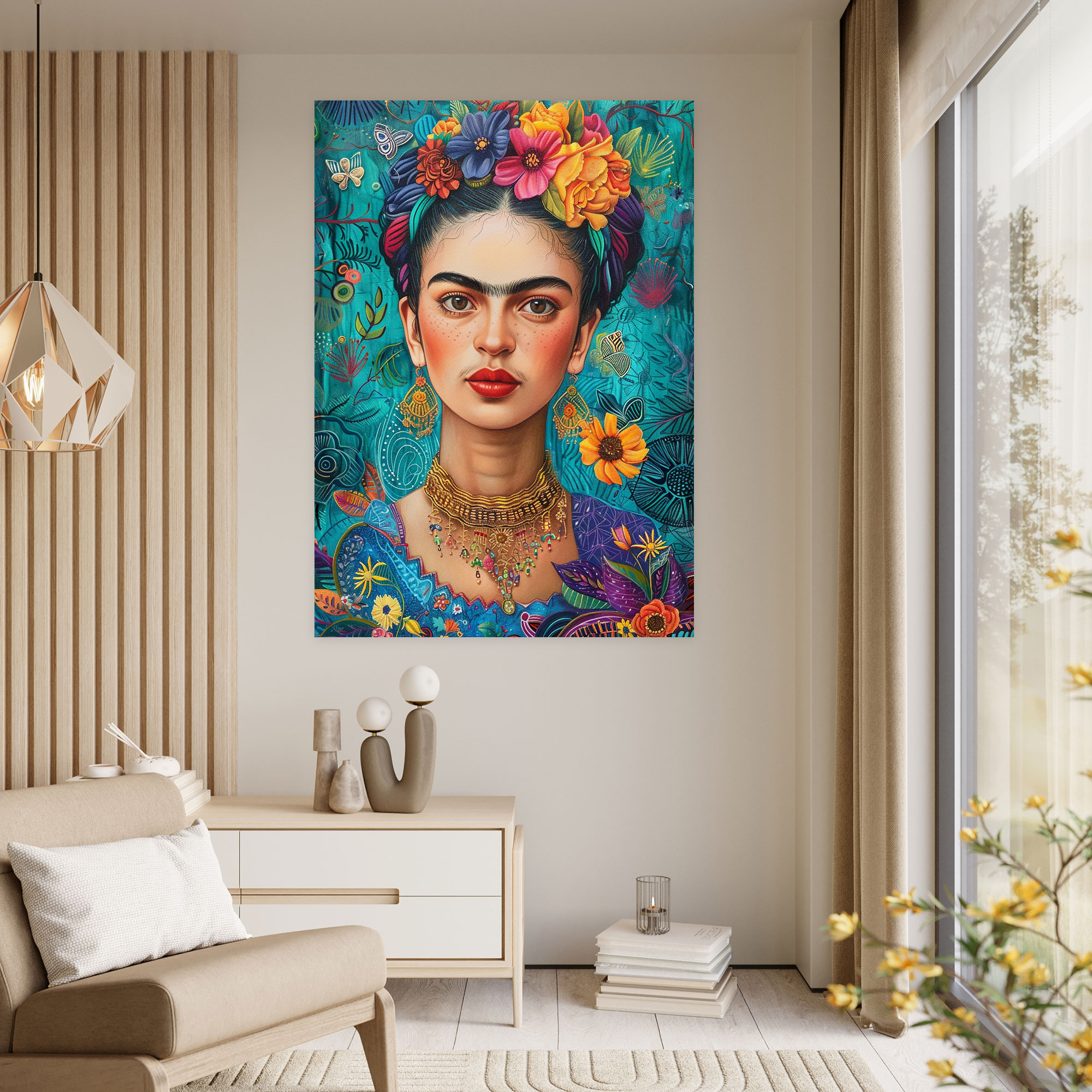 Frida Kahlo Style Canvas Print - Frida Kahlo, Canvas, Wall Art, Canvas Wall Art