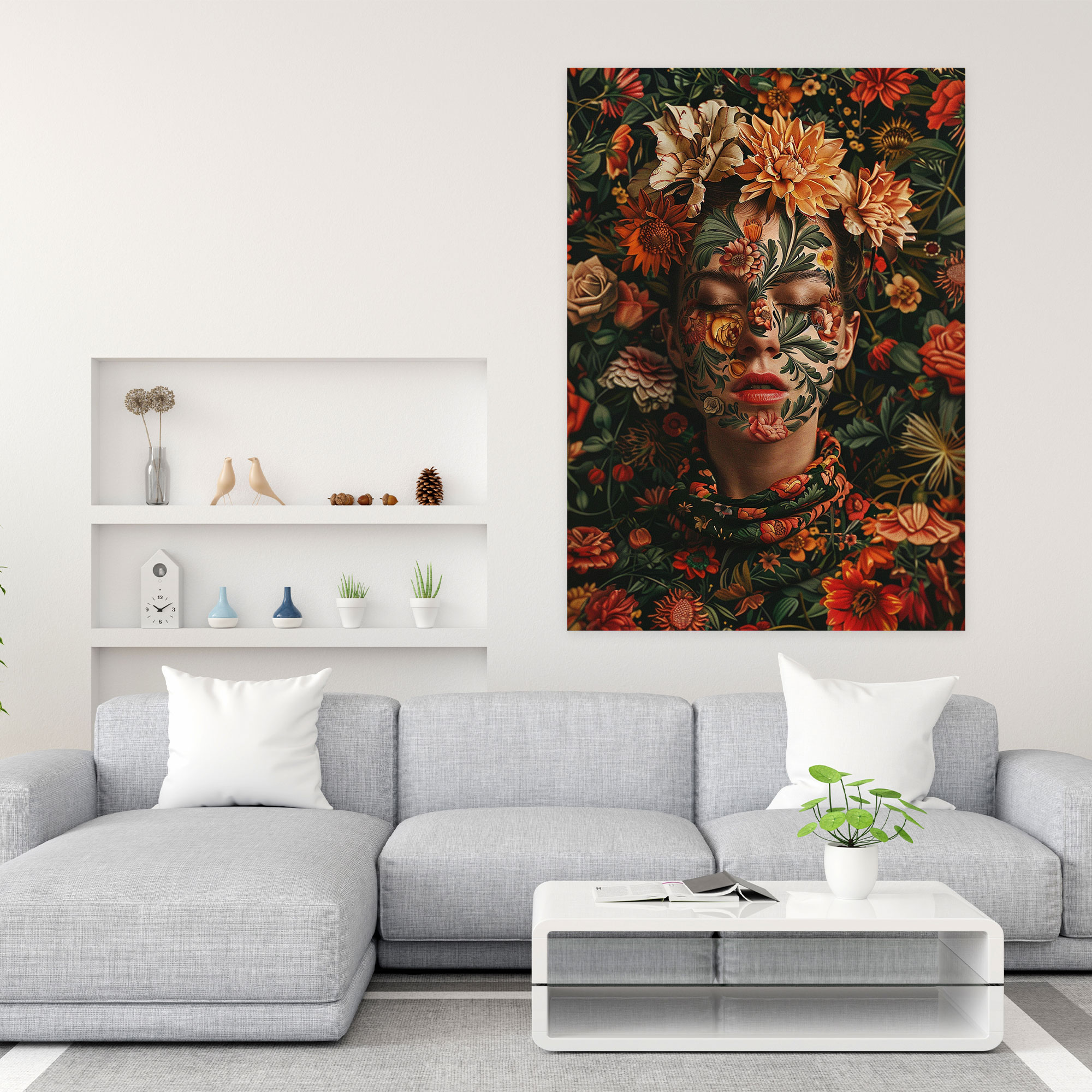 Frida Kahlo Tarzı Kanvas Tablo - Duvar Dekorasyonu