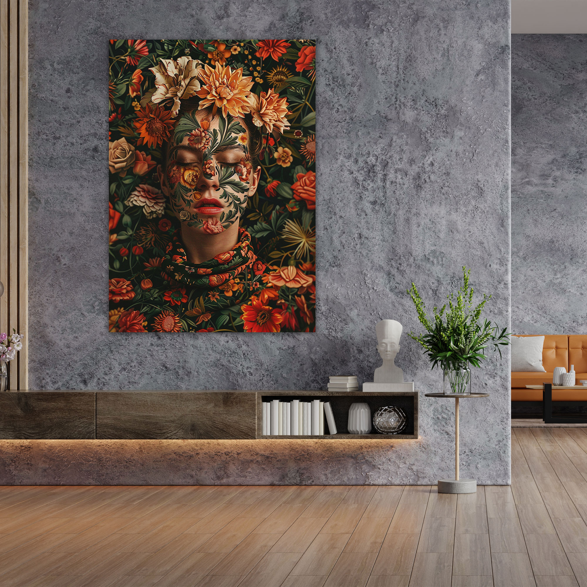 Frida Kahlo Tarzı Kanvas Tablo - Duvar Dekorasyonu