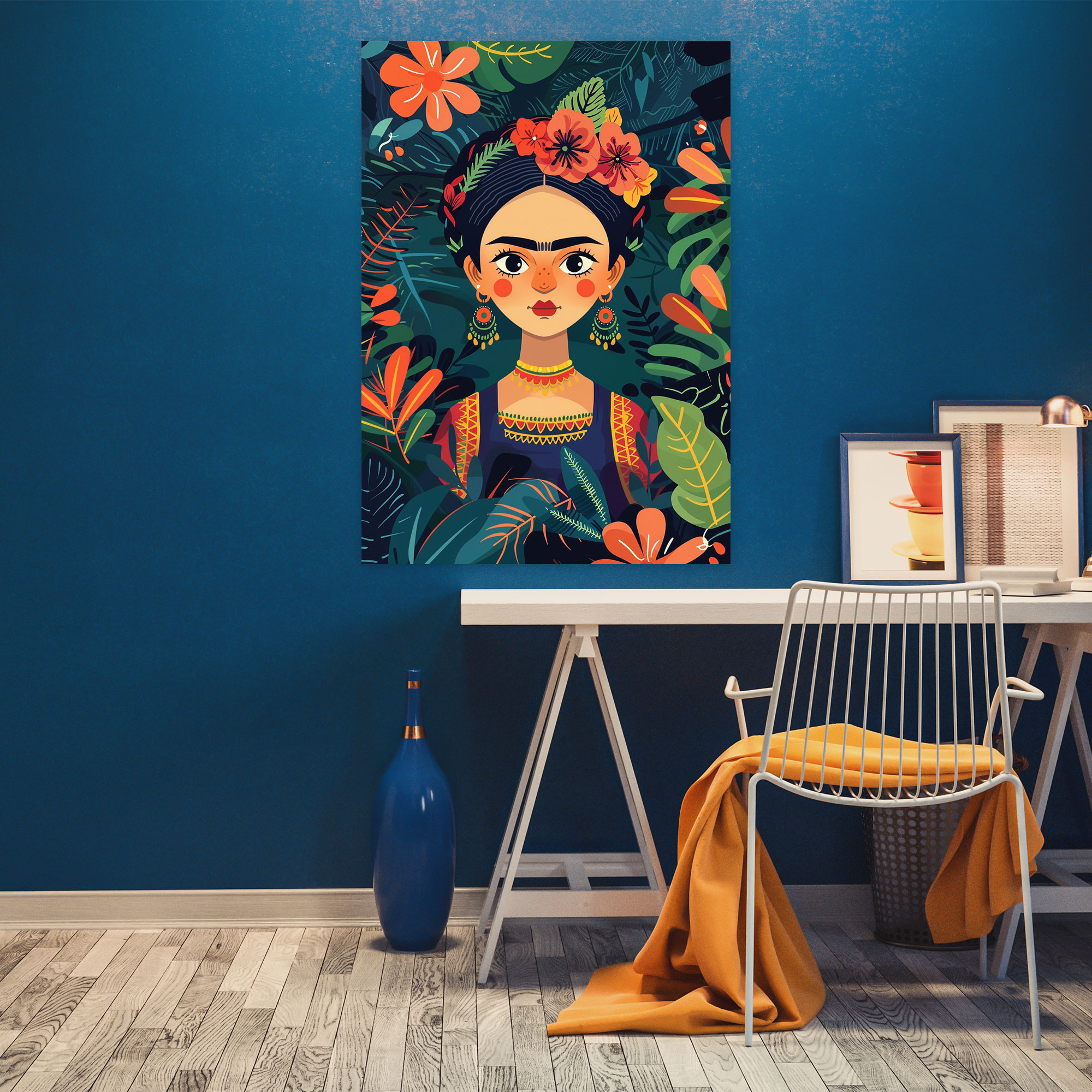 Frida Kahlo Style Canvas Print - Frida Kahlo, Wall Art, Canvas, Home Decoration
