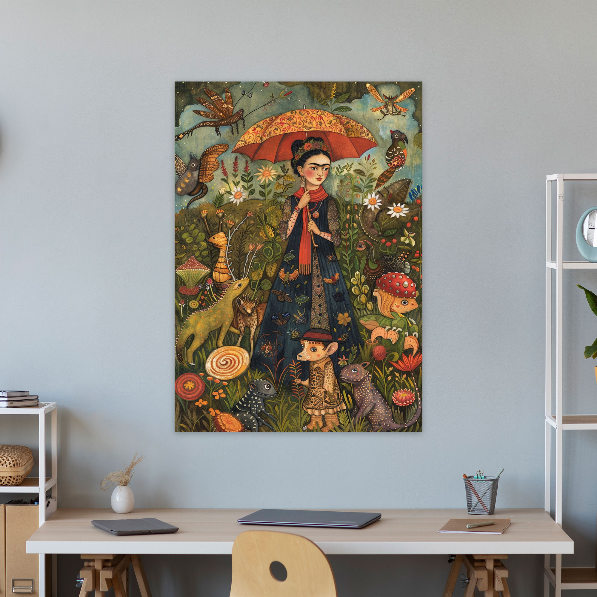 Frida Kahlo Style Wall Art - Frida Kahlo, Wall Decoration, Canvas Wall Art, Wall Art