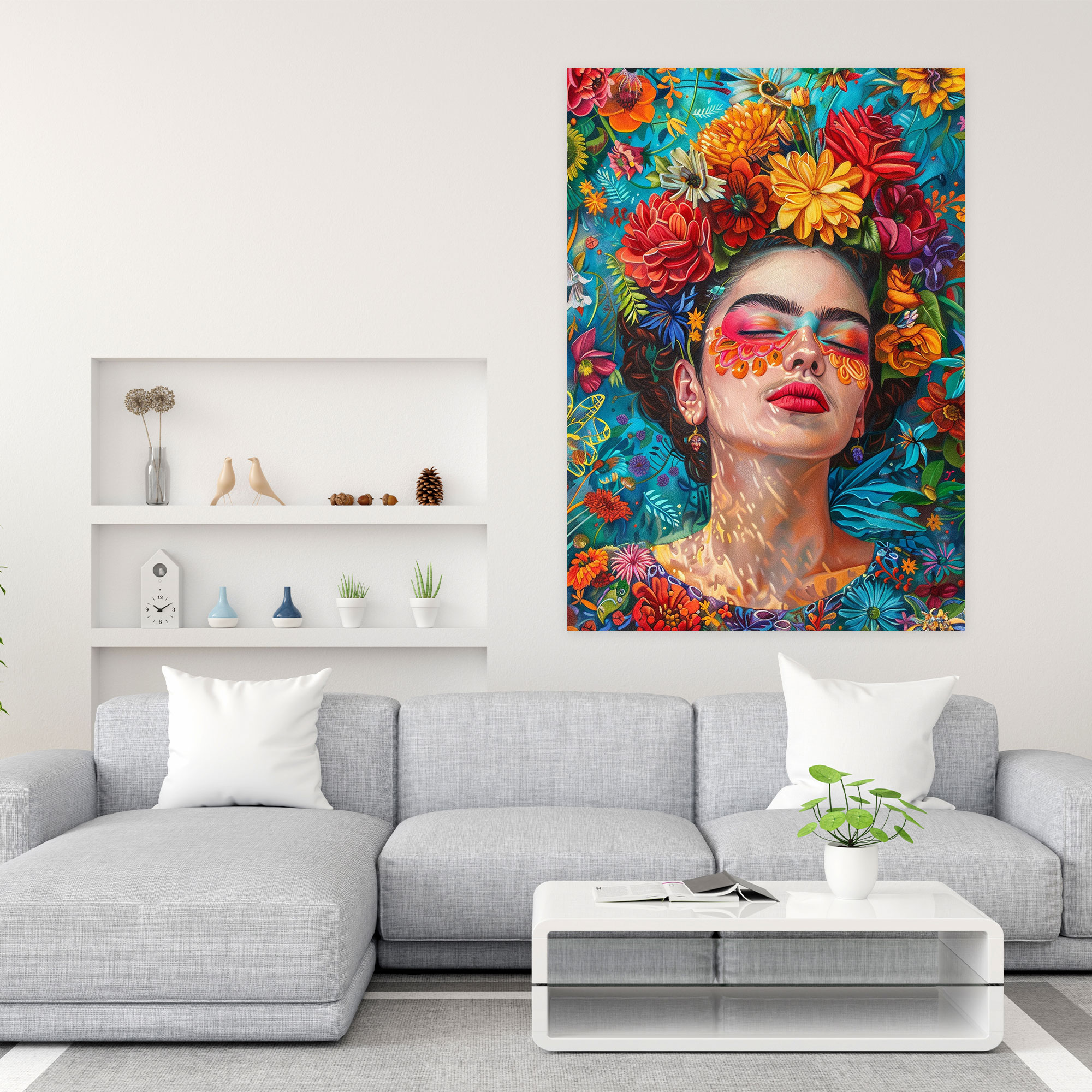 Frida Kahlo Tarzı Duvar Dekorasyonu - Ev Dekorasyonu ve Duvar Sanatı için Kanvas Tablo