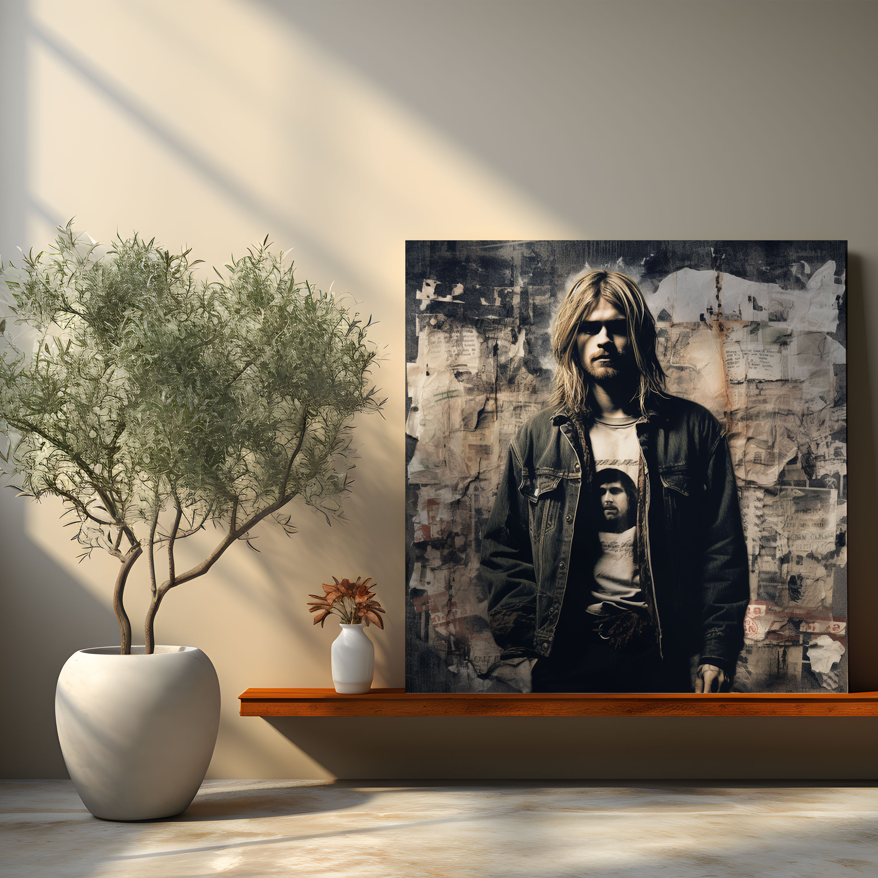 Glasbild im Grunge-Stil inspiriert von Kurt Cobain