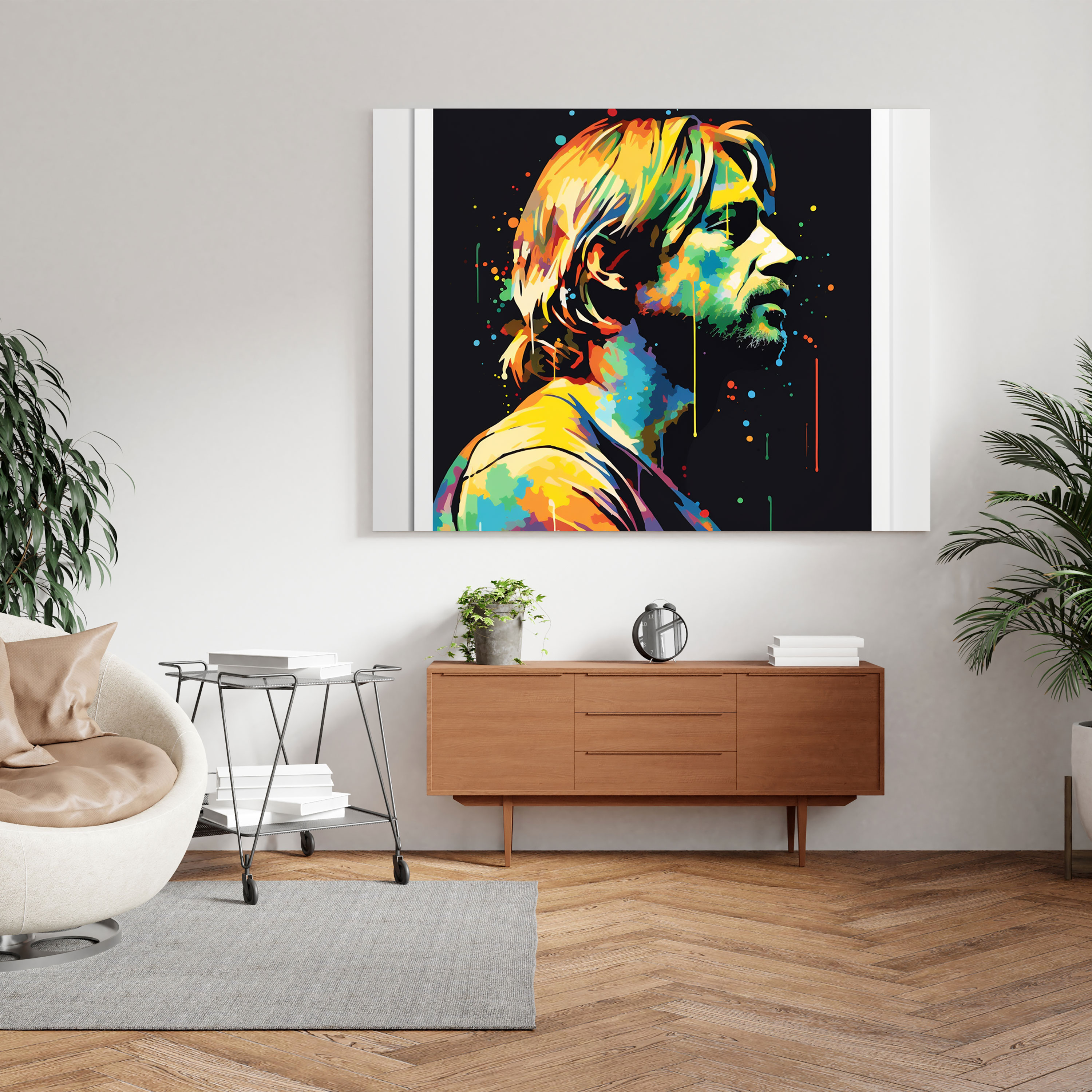 Kurt Cobain Minimalist Glass Print - Kurt Cobain, Kurt Cobain, Wall Decoration, Glass Art