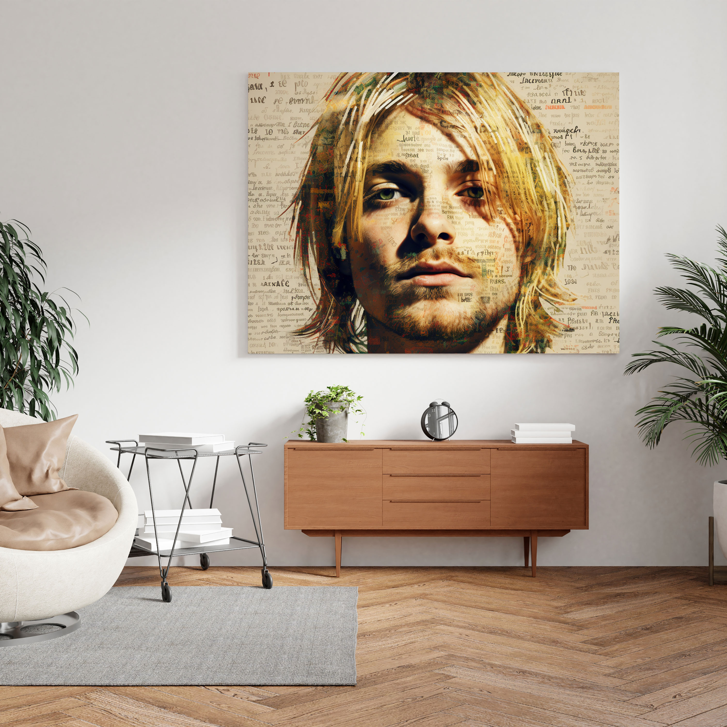 Kurt Cobain Lyrics Glass Print - Kurt Cobain, Lyrics, Music Enthusiasts, Quotes