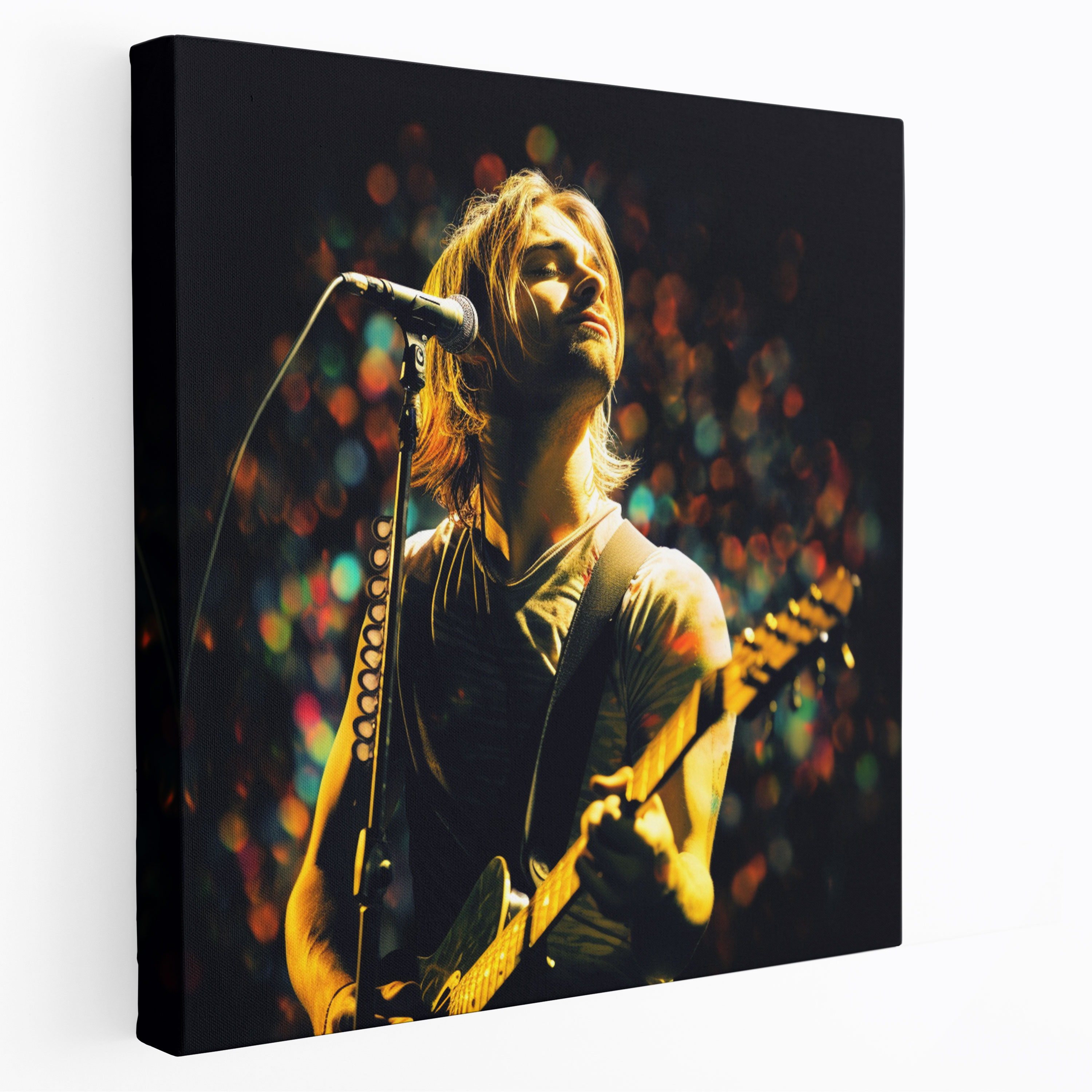 Kurt Cobain Live Performance Glass Print - Kurt Cobain, Live Performance, Glass Print, Wall Decoration