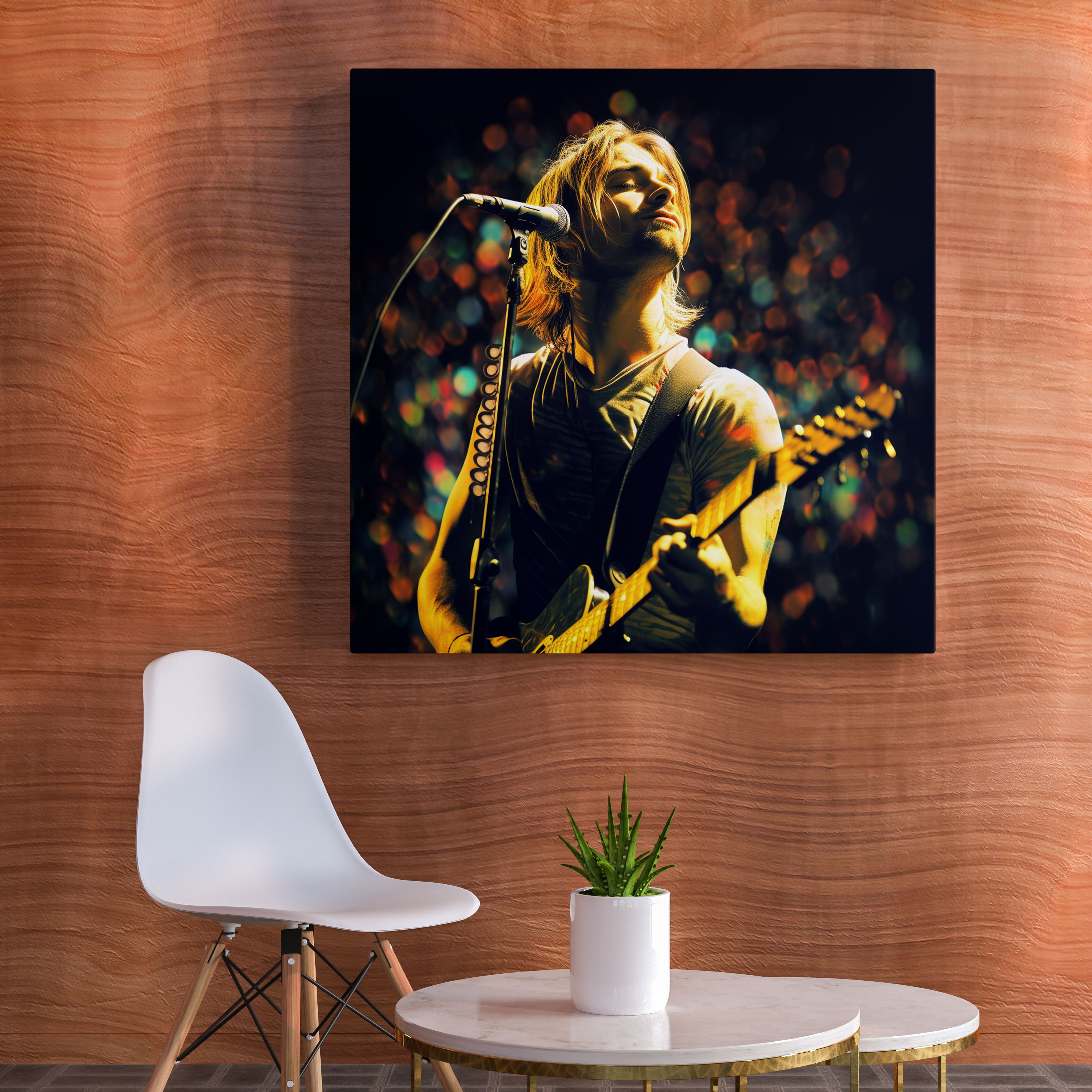 Kurt Cobain Live Performance Glass Print - Kurt Cobain, Live Performance, Glass Print, Wall Decoration