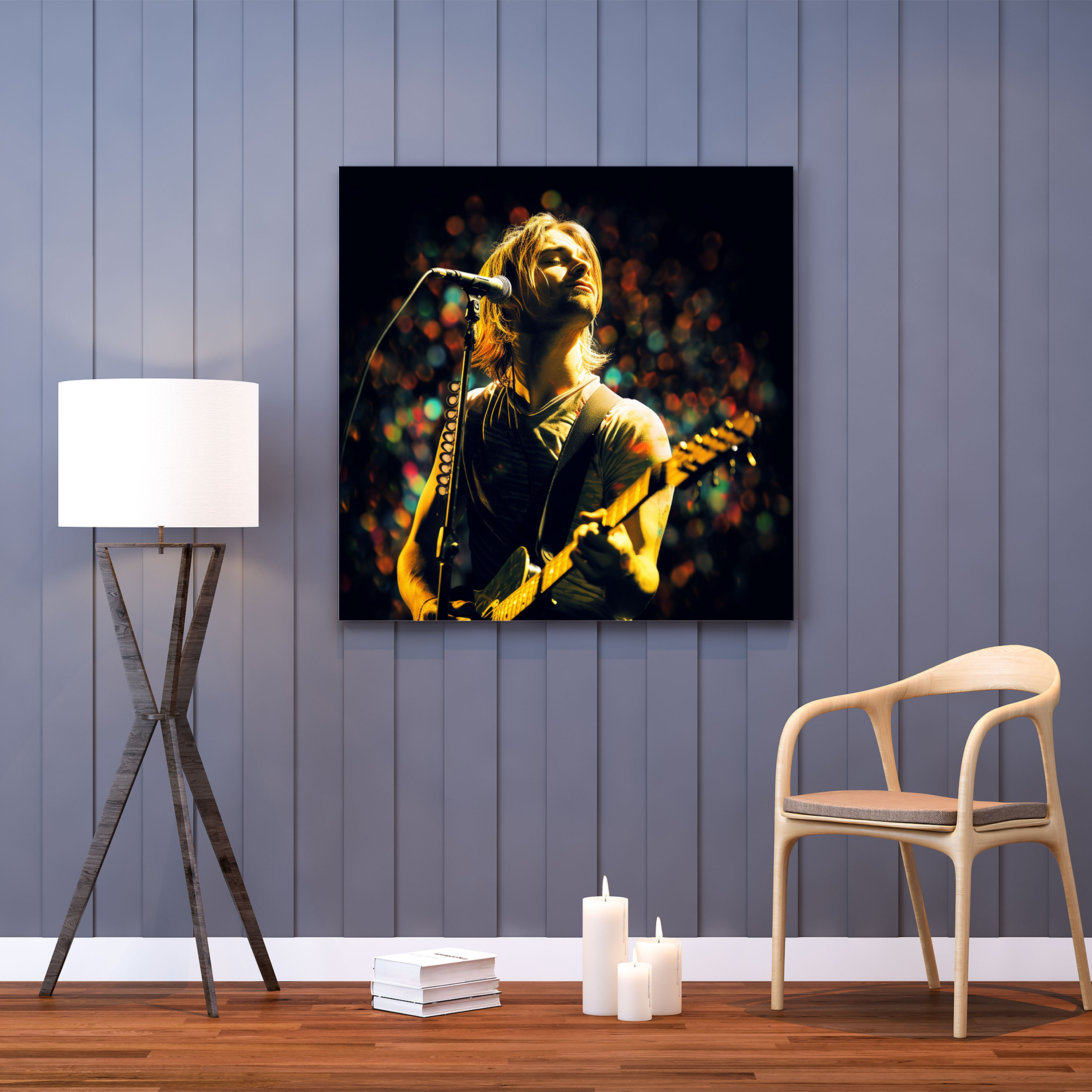 Kurt Cobain Live Performance Glass Print - Kurt Cobain, Live Performance, Glass Print, Wall Decoration