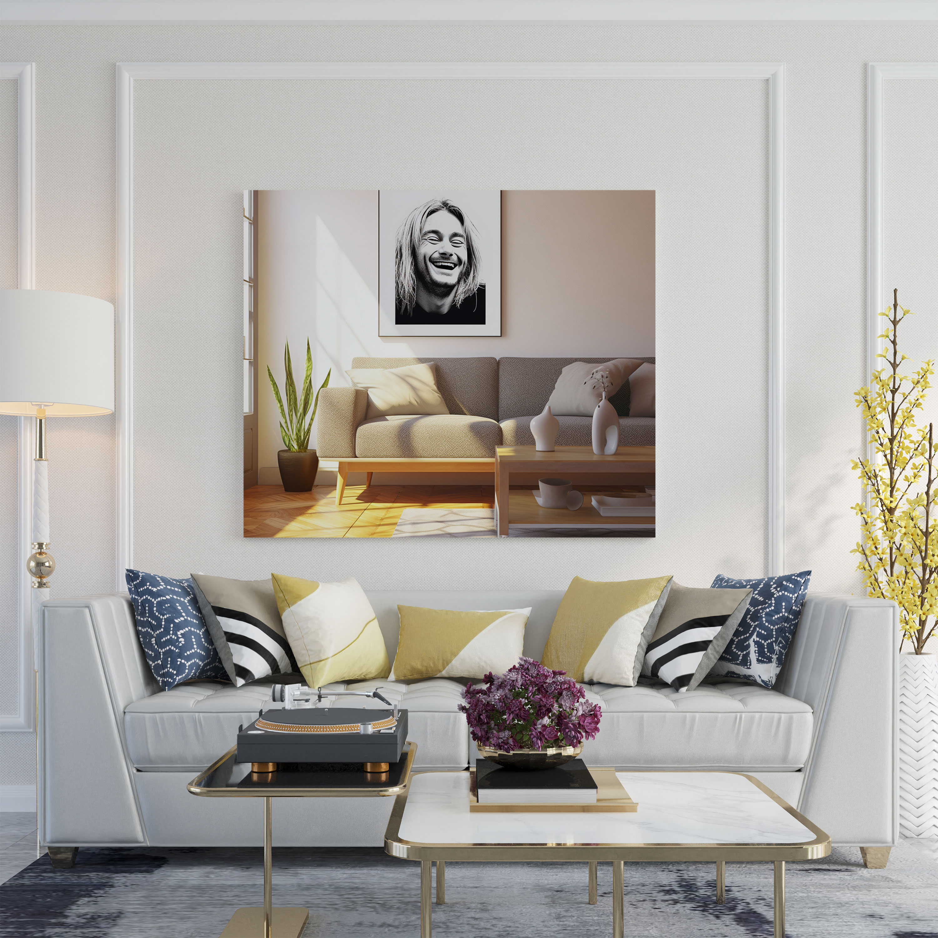 Kurt Cobain Iconic Smile Glass Print - Kurt Cobain, Glass Art, Joy, Modern Art