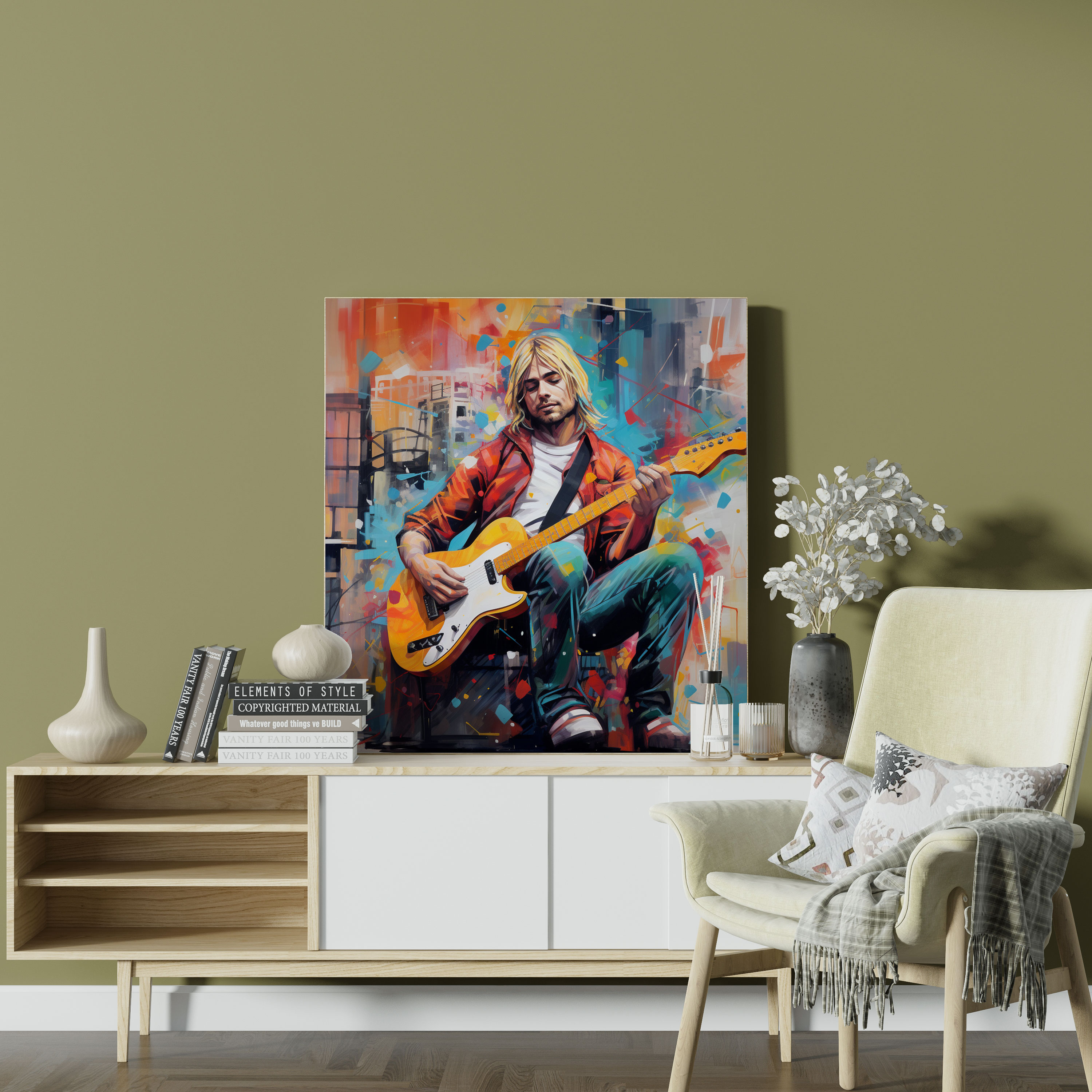 Kurt Cobain Glasbild - Wanddekoration Moderne Kunst Glas-Kunst