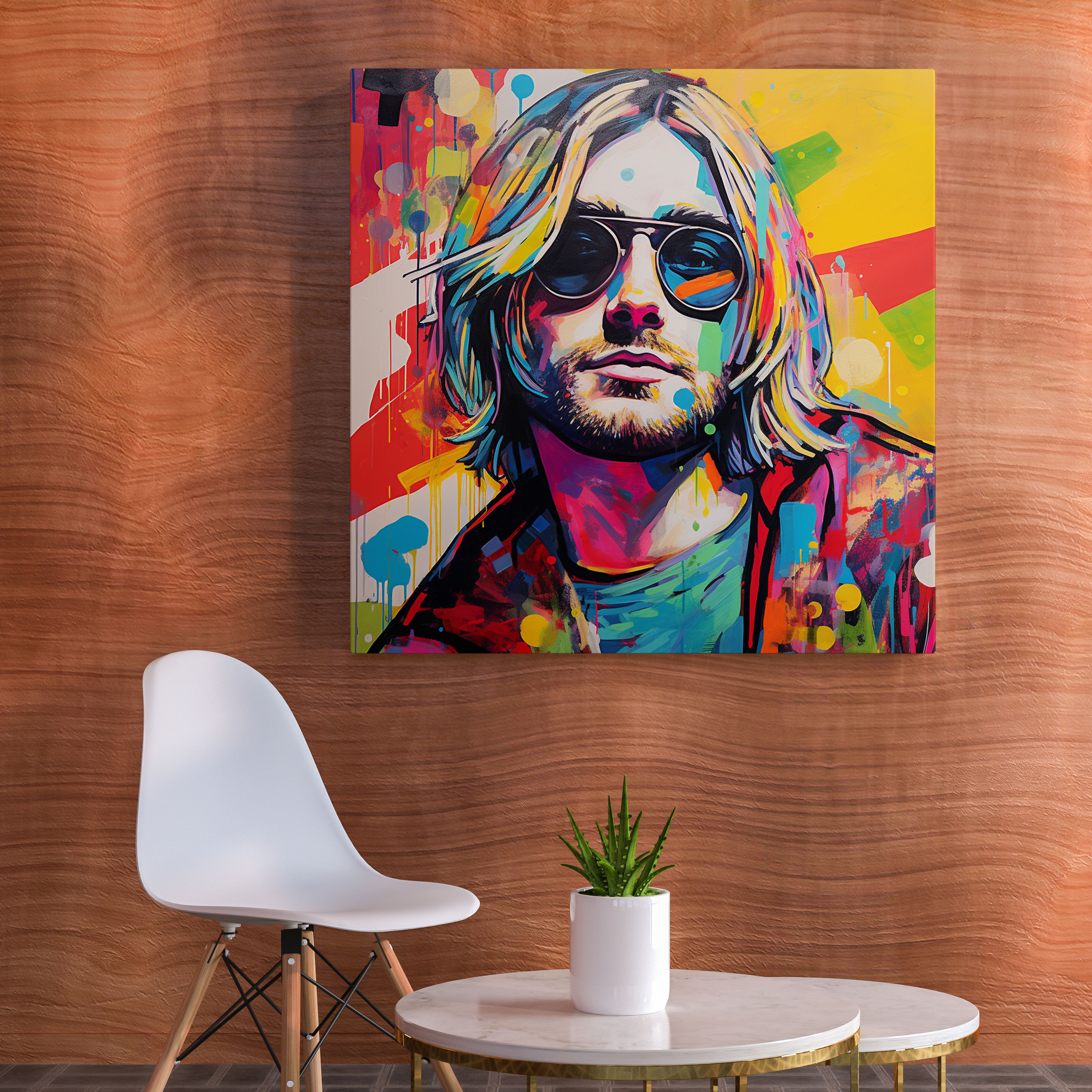 Kurt Cobain Glass Print - Kurt Cobain, Kurt Cobain, Wall Decoration, Glass Print