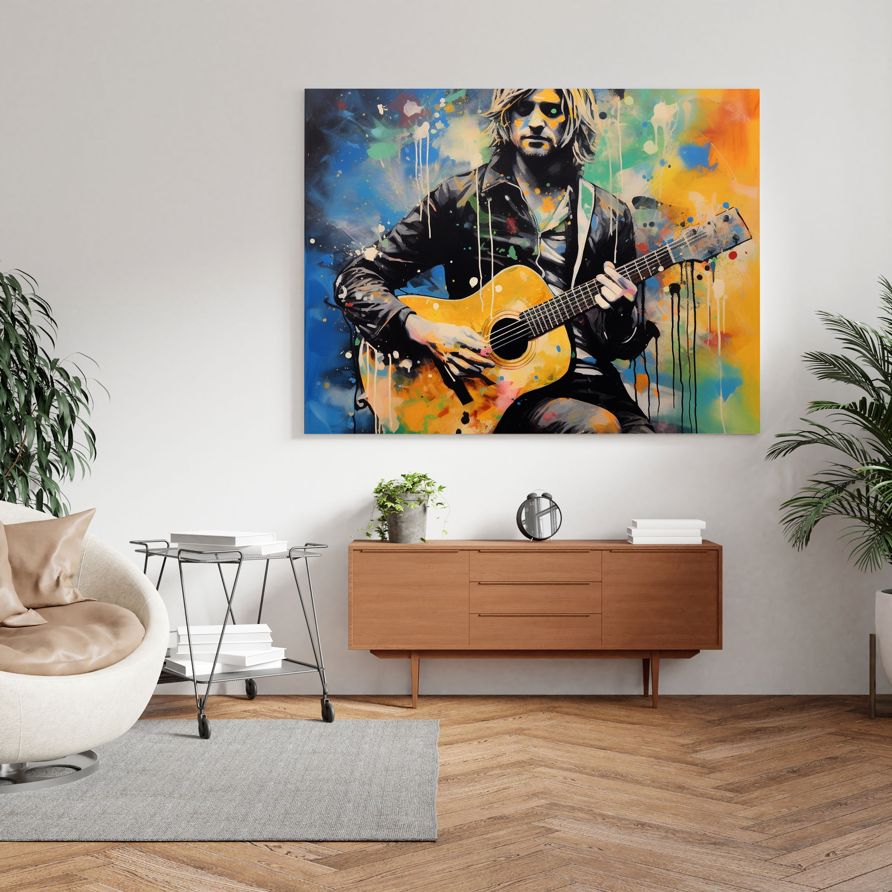 Kurt Cobain Modern Glass Print - Kurt Cobain, Glass Art, Home Decoration, Musical Fusion
