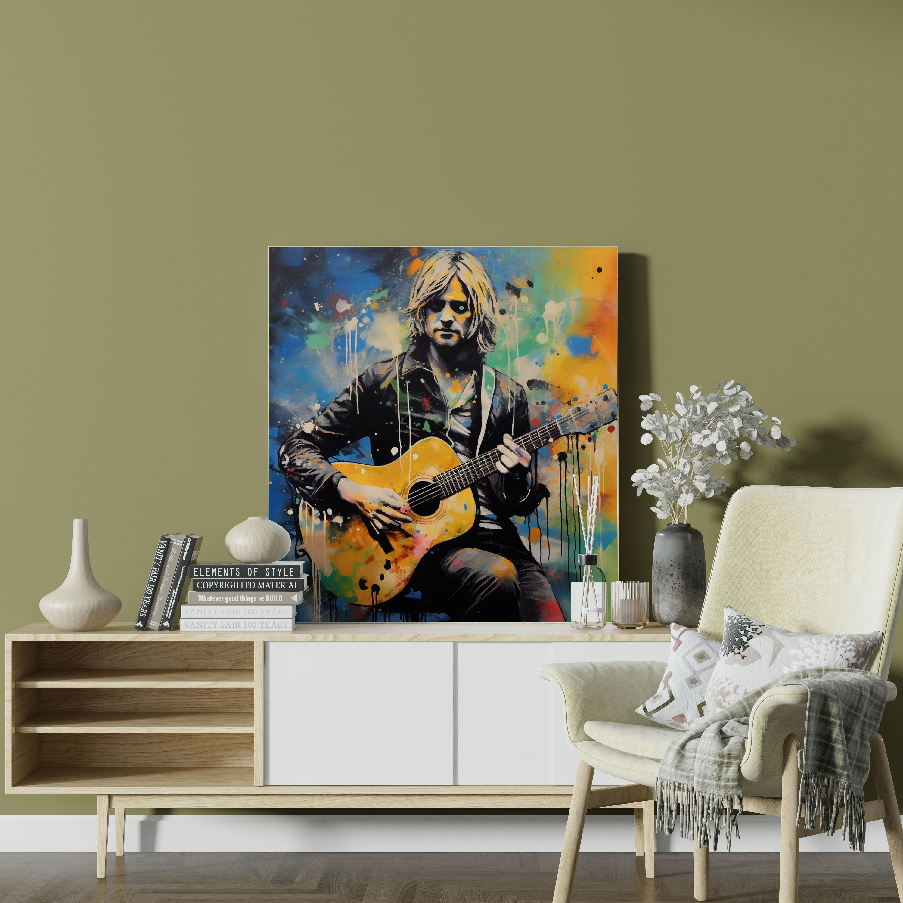 Kurt Cobain Modern Glass Print - Kurt Cobain, Glass Art, Home Decoration, Musical Fusion