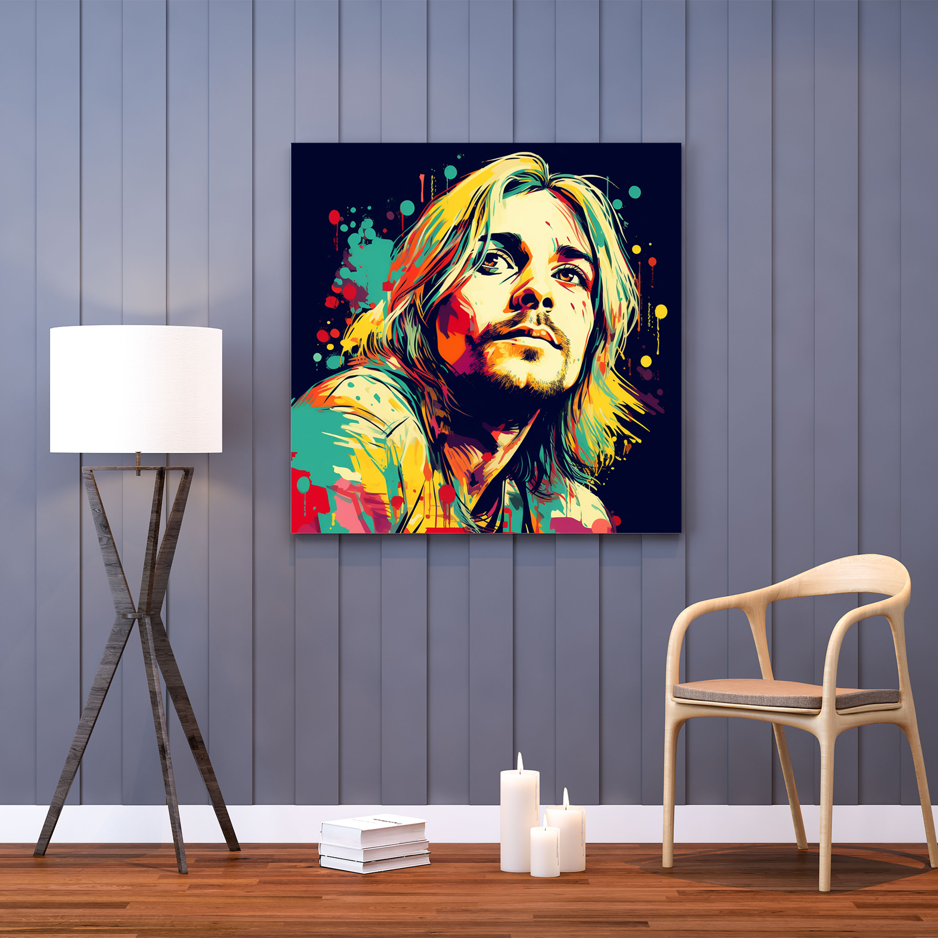 Kurt Cobain Glasbild - Modern Art Comic Book Style Kunst auf Glas