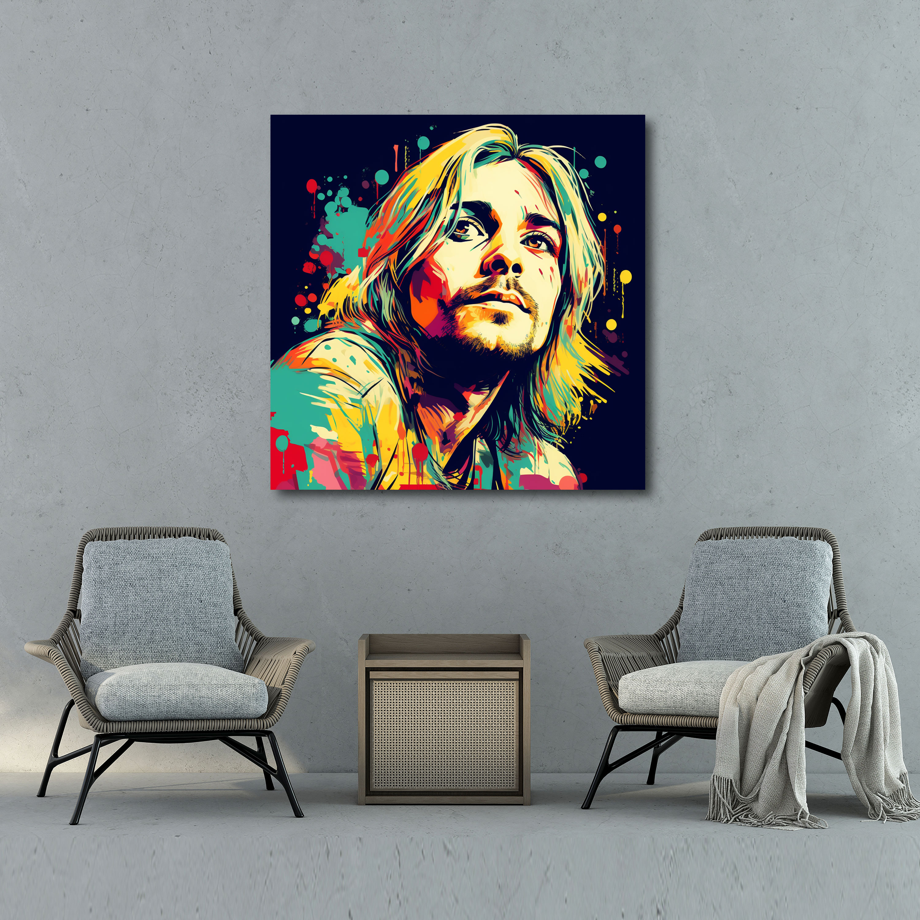 Kurt Cobain Glasbild - Modern Art Comic Book Style Kunst auf Glas