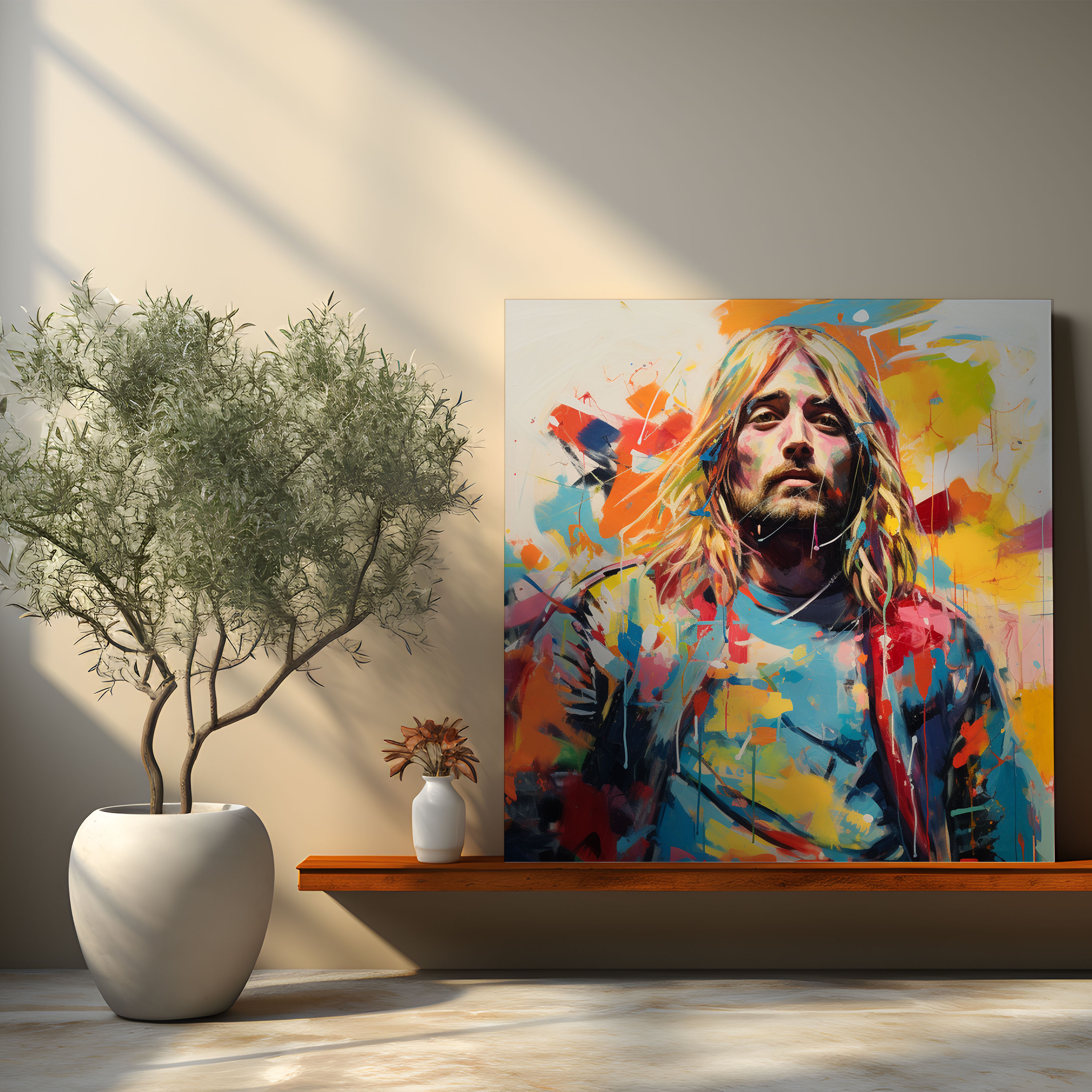 Kurt Cobain Glasbild - Vibrante Pinselstriche Heimdekoration Wanddekoration