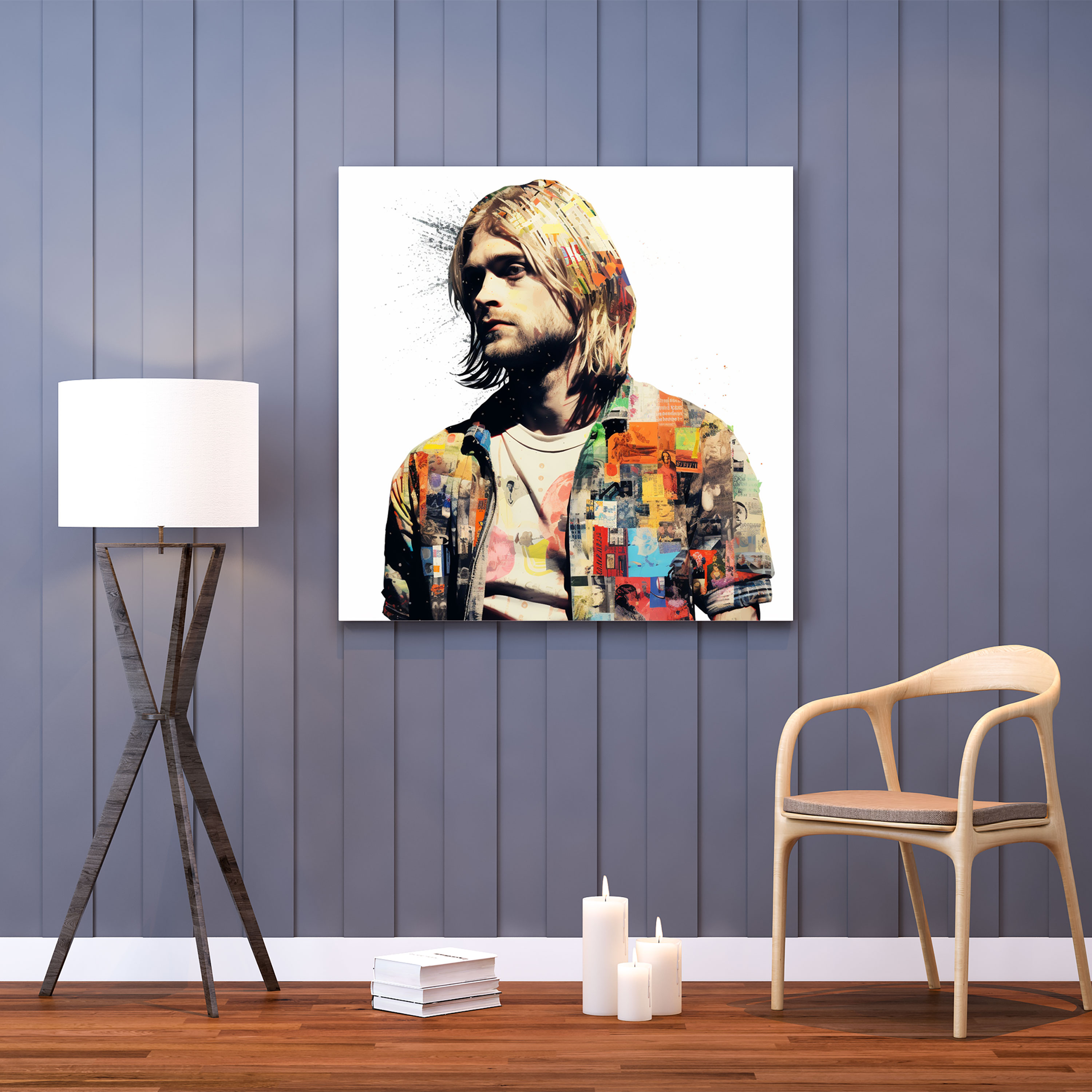 Kurt Cobain Glasbild - Collage Kunst Nostalgische Kunst