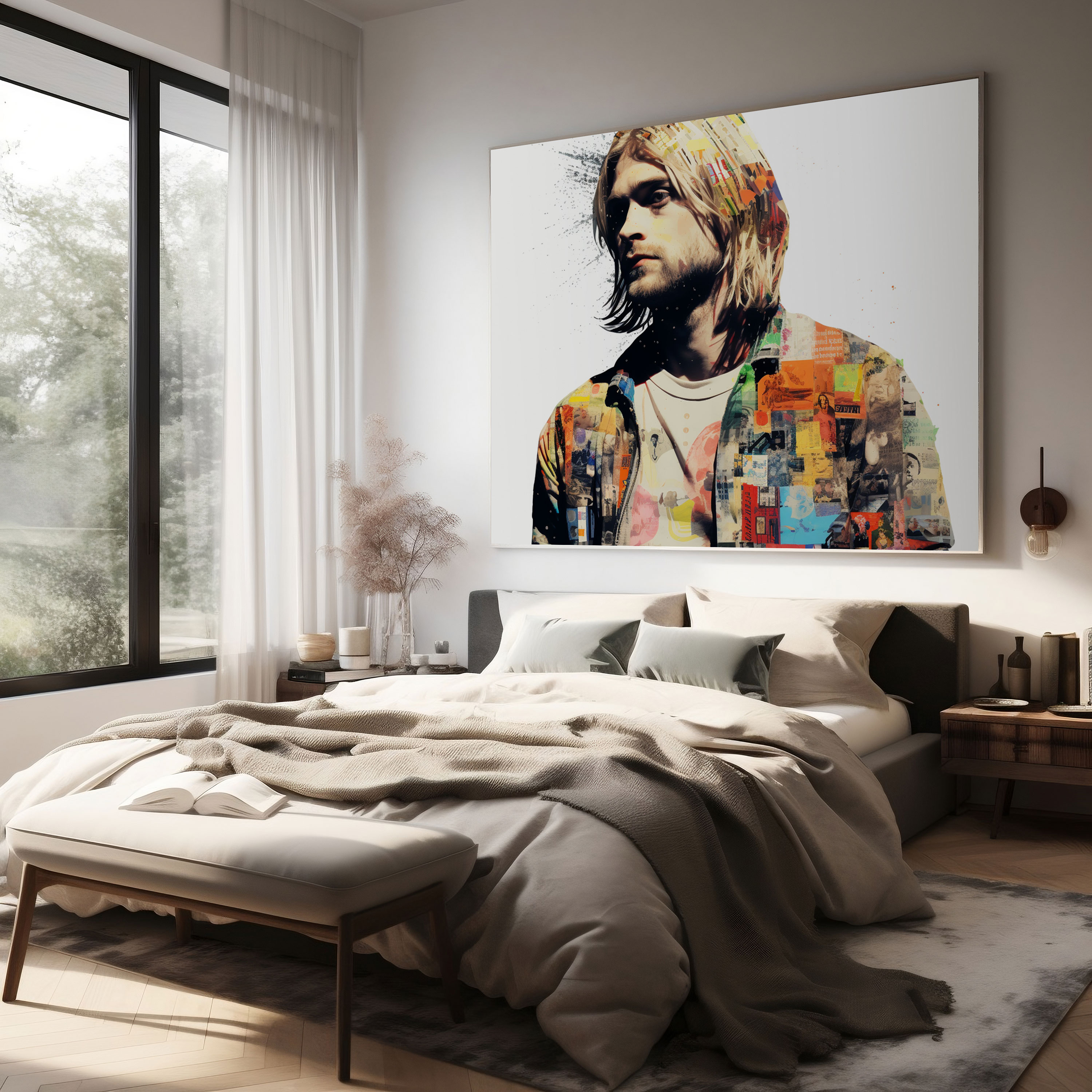 Kurt Cobain Glasbild - Collage Kunst Nostalgische Kunst