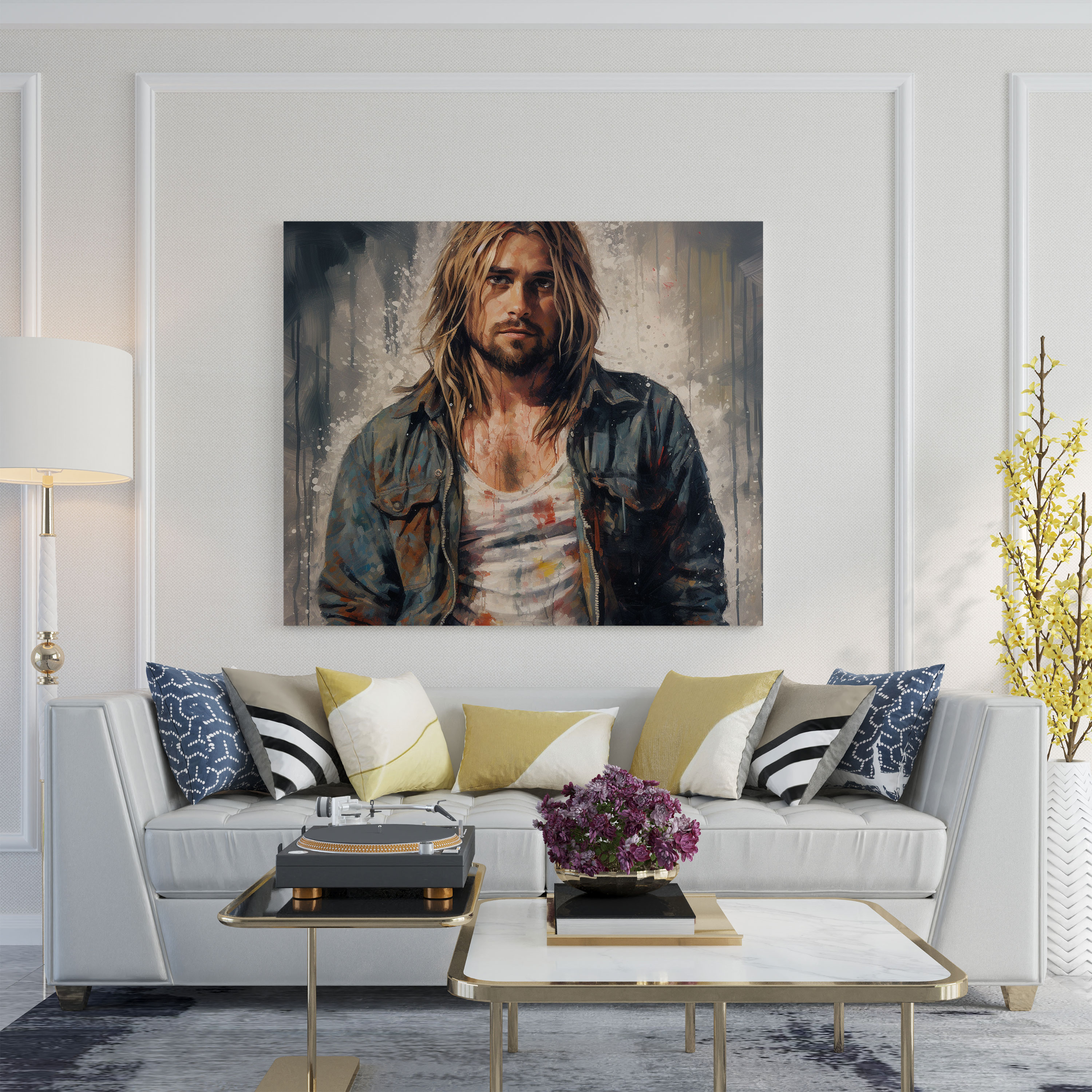 Kurt Cobain Grunge Style Glass Print - Kurt Cobain, Glass Print, Home Decoration, Music Lover