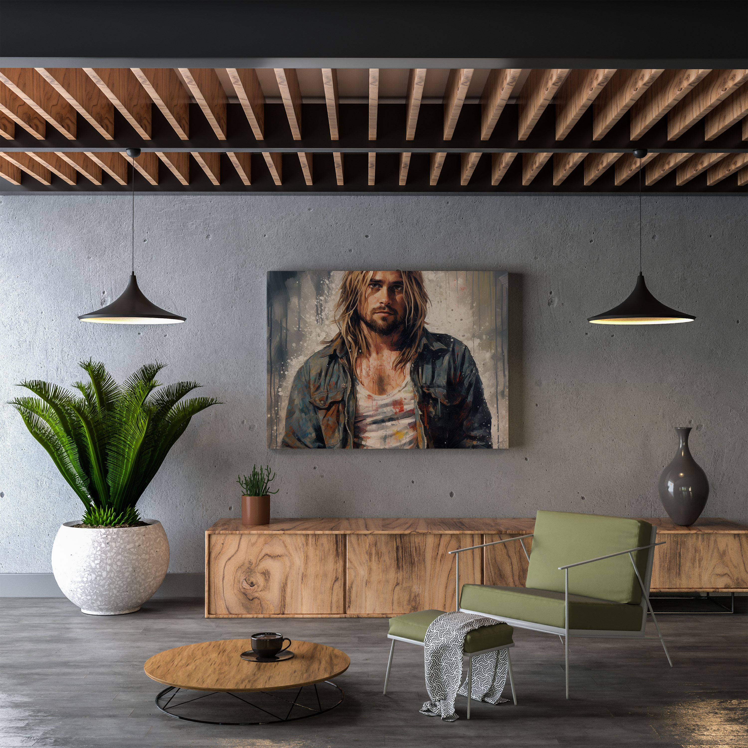 Kurt Cobain Grunge Style Glass Print - Kurt Cobain, Glass Print, Home Decoration, Music Lover