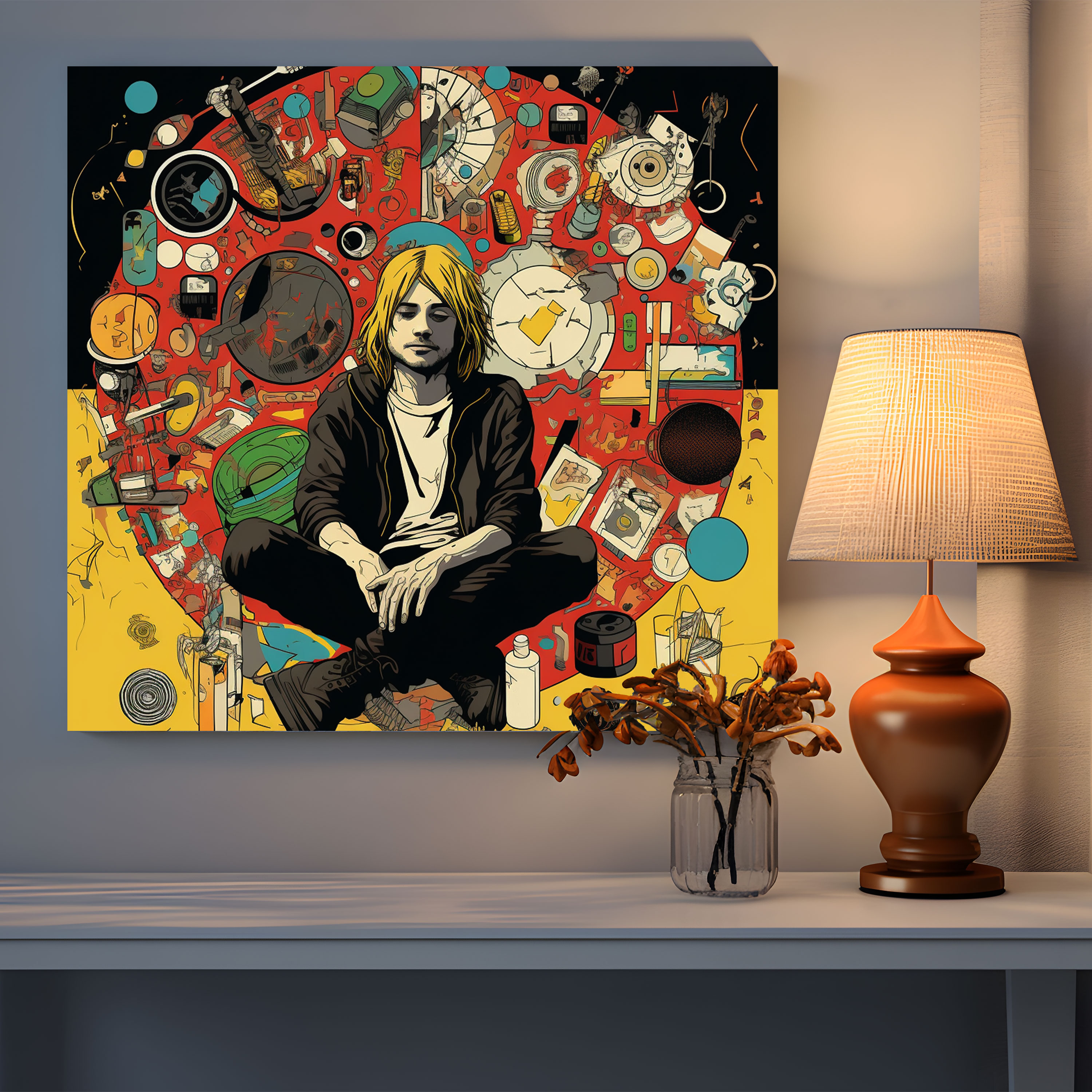 Kurt Cobain Pop Art Glass Print - Kurt Cobain, Modern Art, Glass Art, Home Decoration