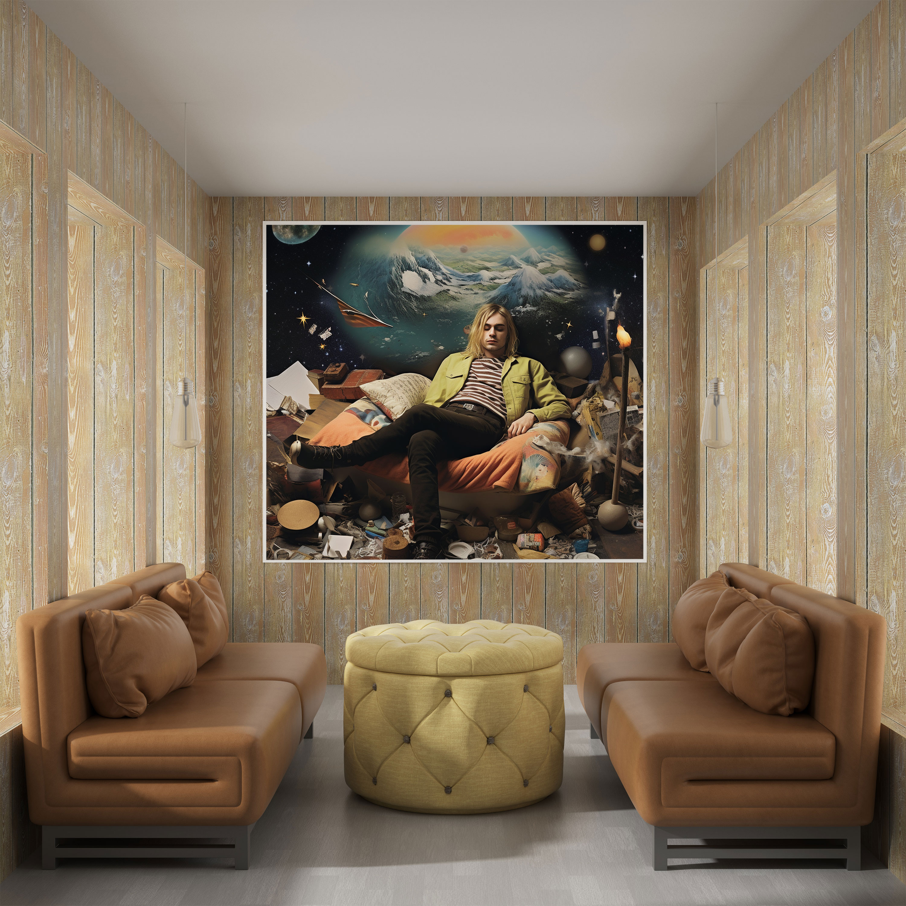 Kurt Cobain Surrealistic Glass Print - Kurt Cobain, Wall Decoration, Glass Print, Mystique
