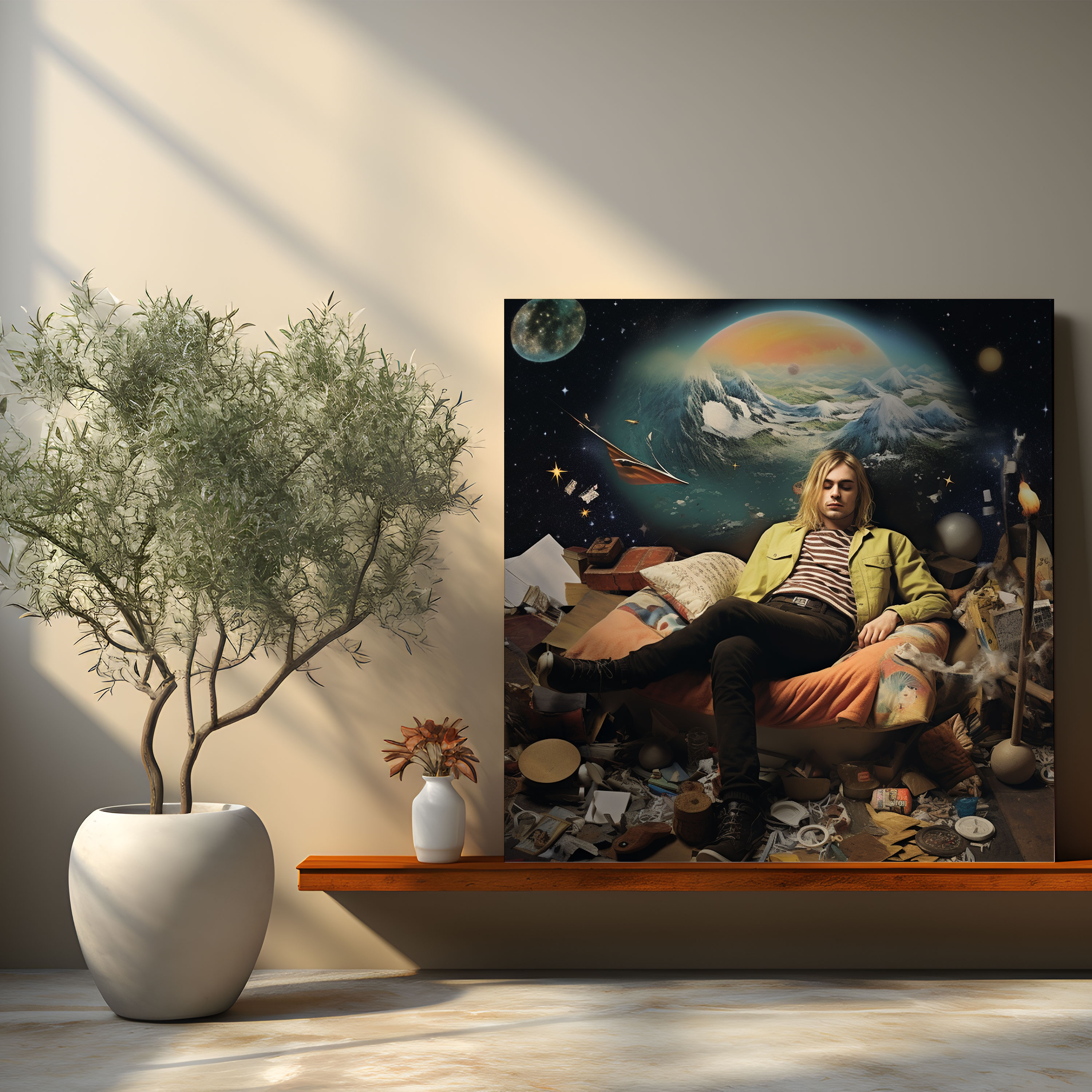 Kurt Cobain Surrealistic Glass Print - Kurt Cobain, Wall Decoration, Glass Print, Mystique