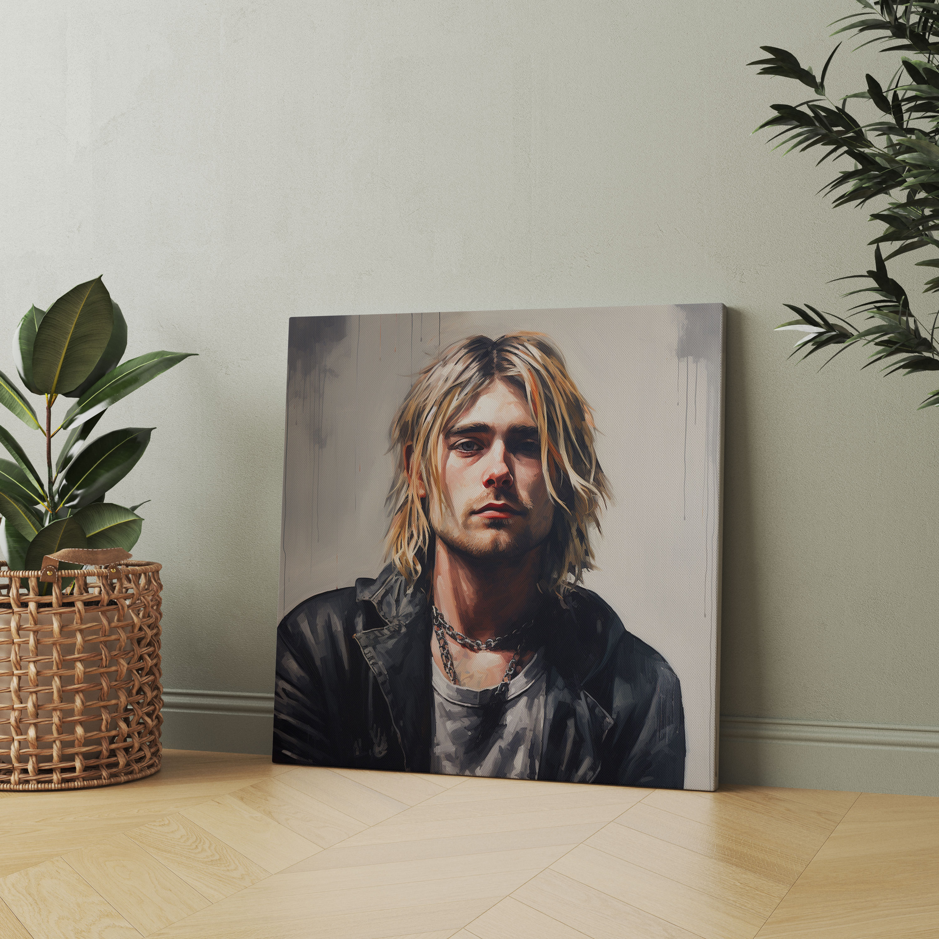 Kurt Cobain Realistic Glass Print - Kurt Cobain, Haunting Beauty, Home Decoration, Realistic Portrait