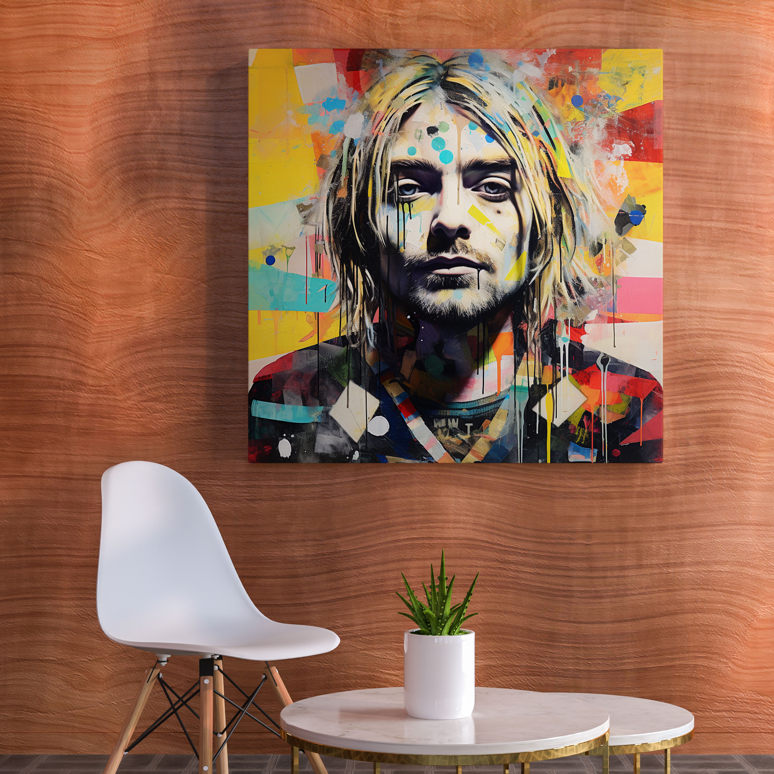 Kurt Cobain Glass Print - Kurt Cobain, Glass Print, Surreal Mixed Media Artwork, Glass Art