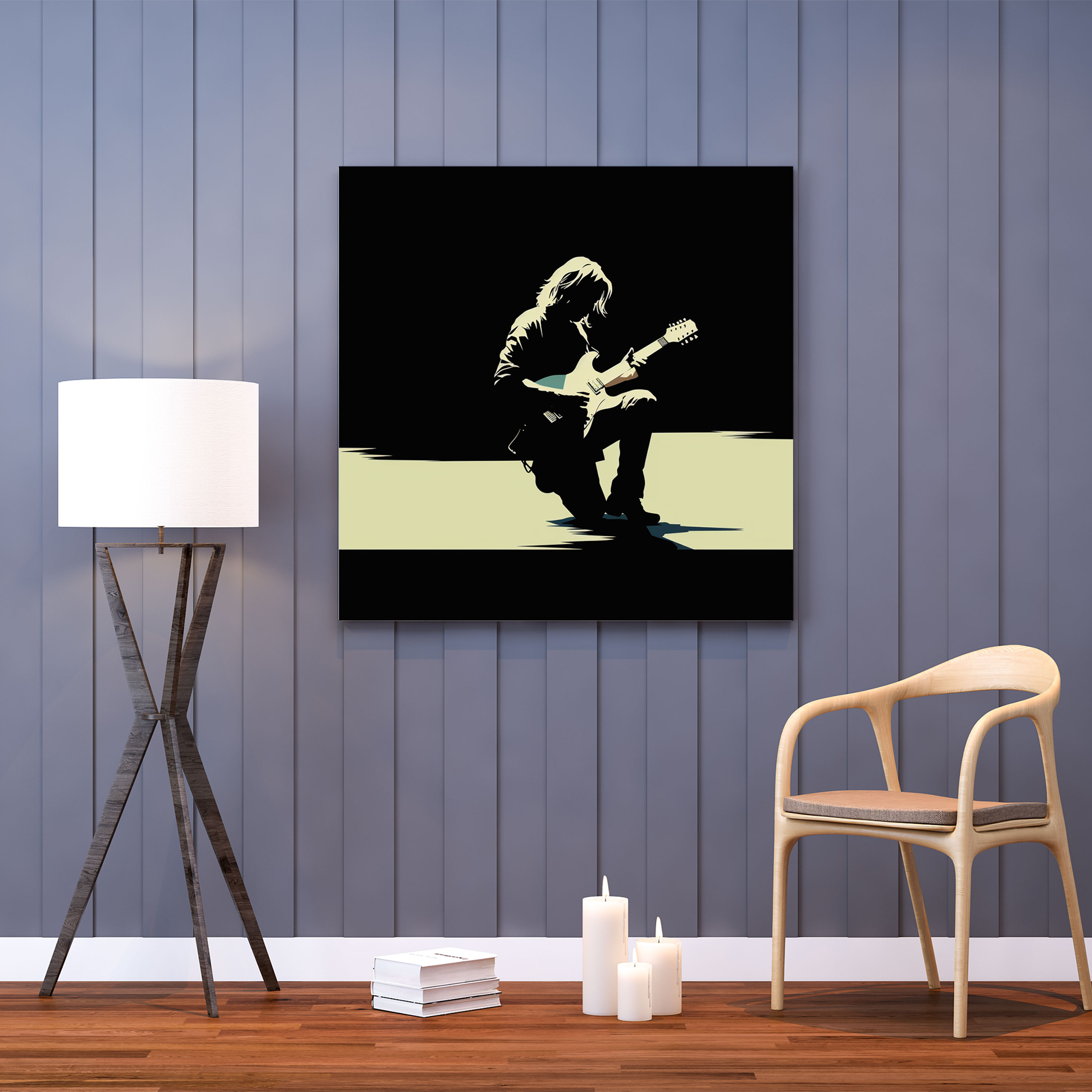 Kurt Cobain Glass Print - Kurt Cobain, Minimalist Drawing, Musical Legacy, Glass Wall Art