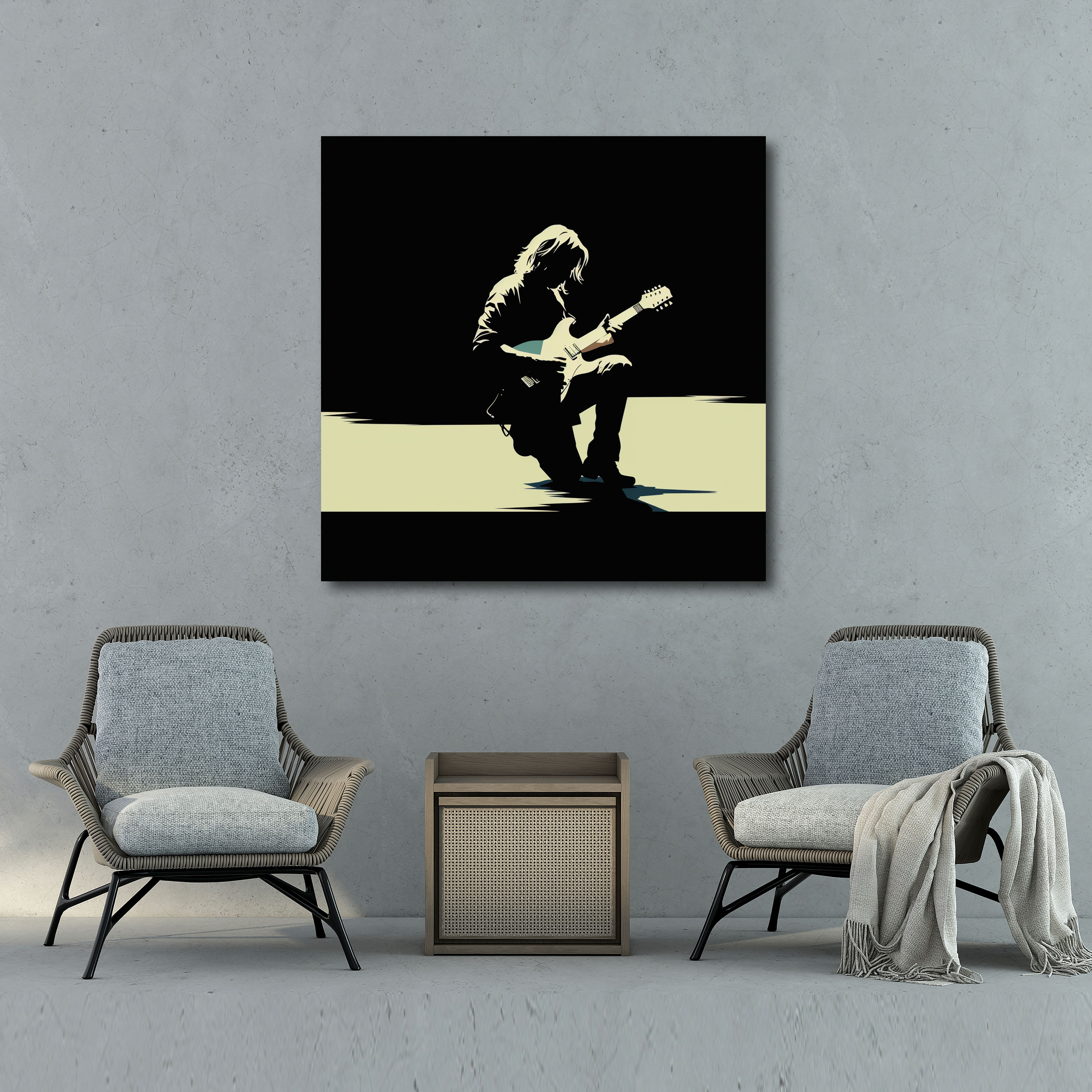 Kurt Cobain Glass Print - Kurt Cobain, Minimalist Drawing, Musical Legacy, Glass Wall Art