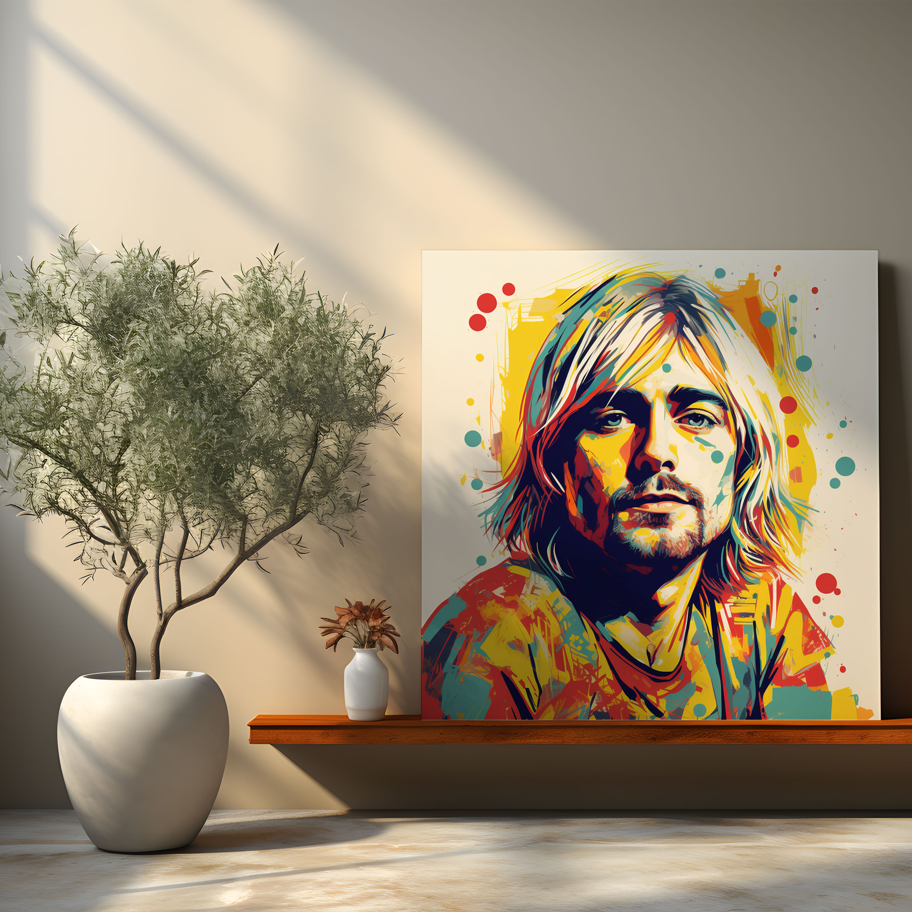 Kurt Cobain Glass Print - Kurt Cobain, Kurt Cobain, Pop Art-Inspired Illustration, Modern Art