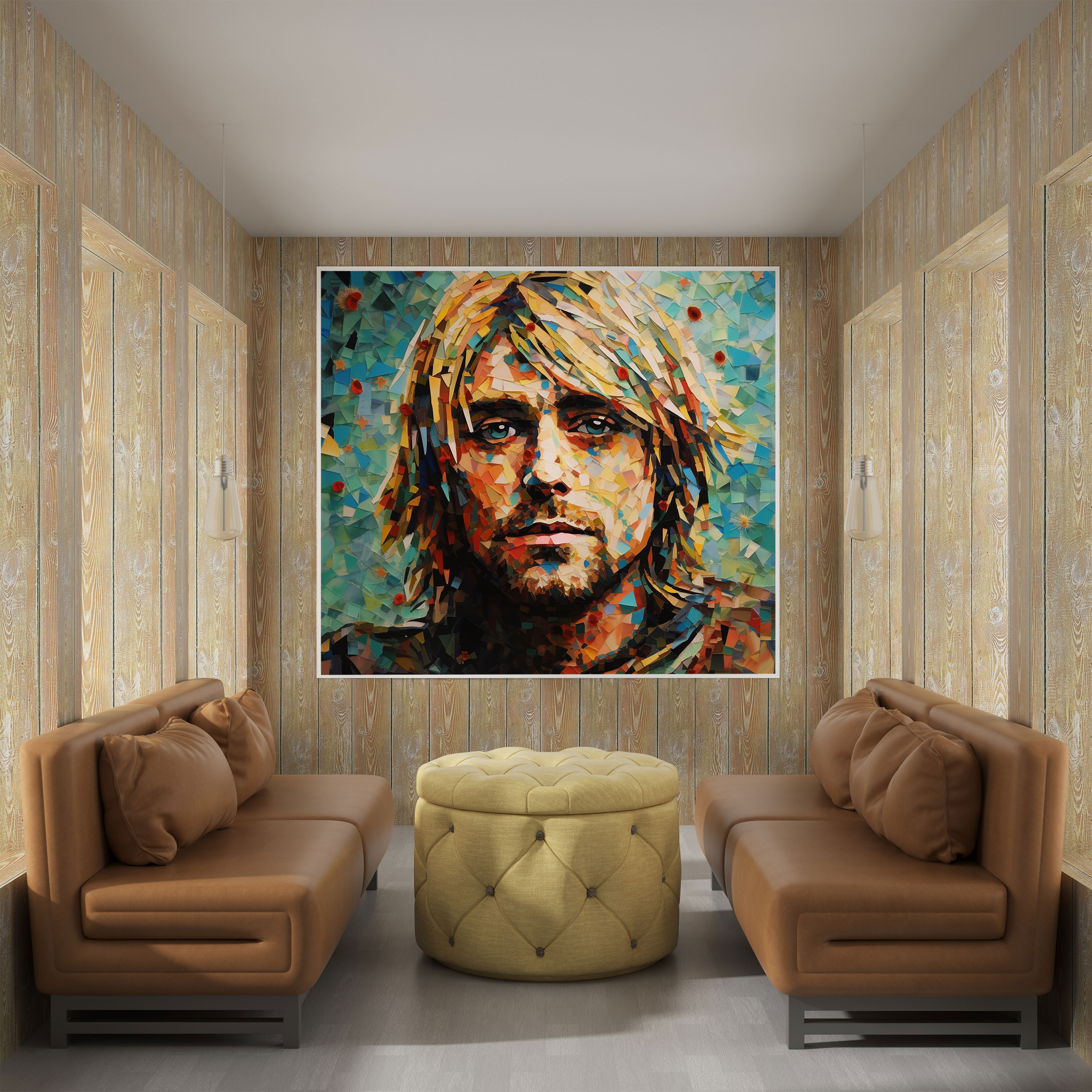Kurt Cobain Glasbild - Mosaikstil Wanddekoration Wohnkultur