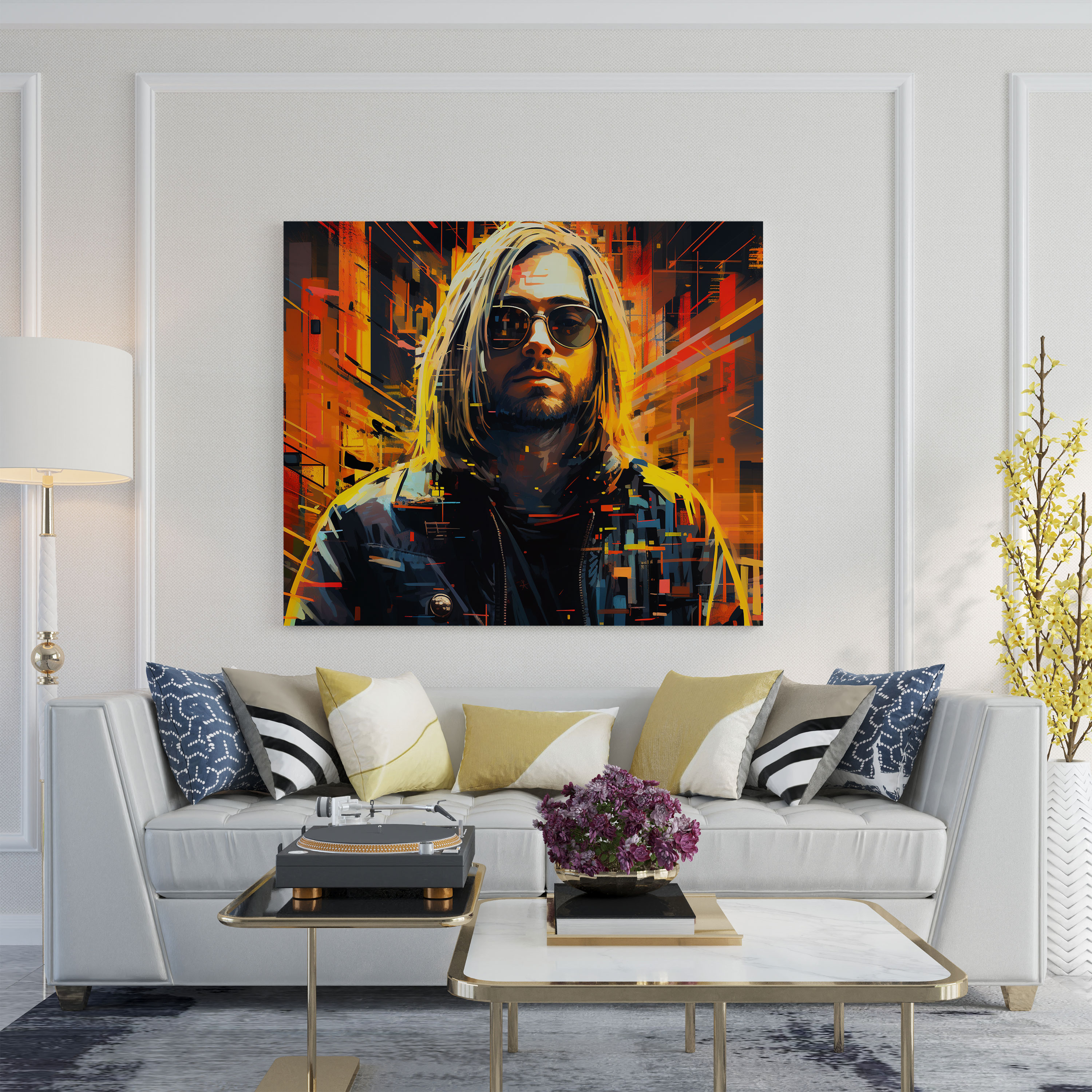 Kurt Cobain Glass Print - Kurt Cobain, Blending Past And Future, Glass Wall Art, Home Decoration