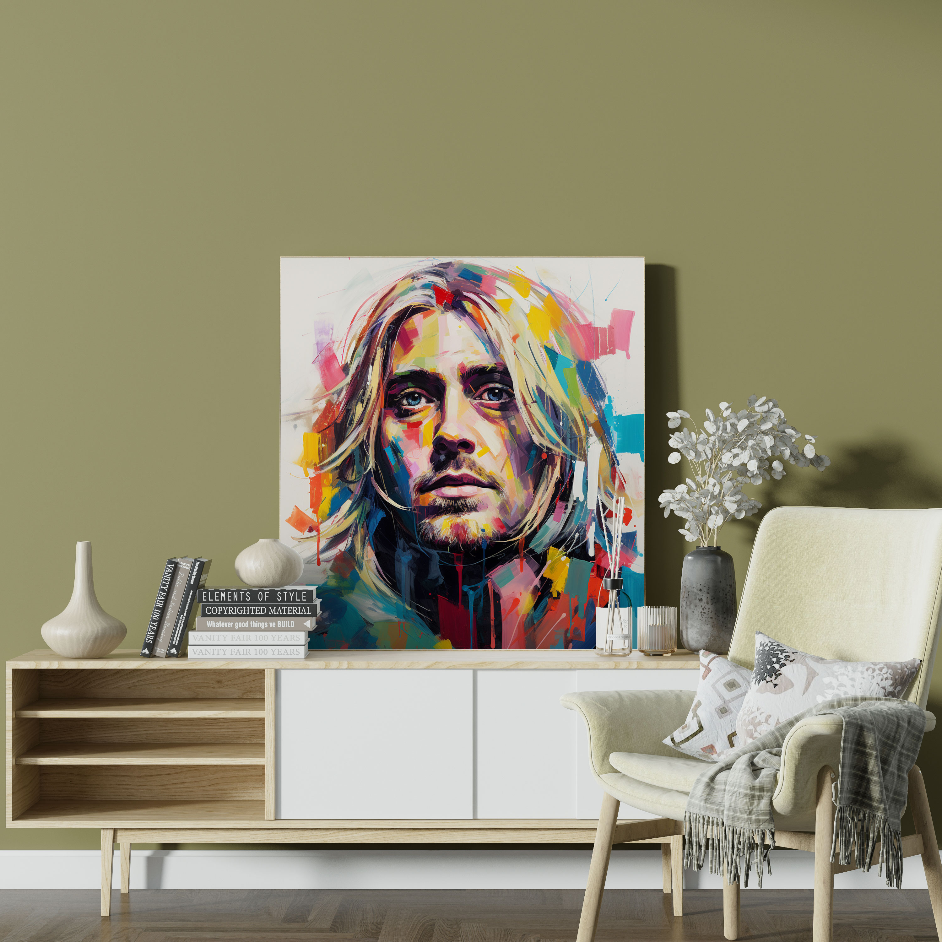 Kurt Cobain Glass Print - Kurt Cobain, Abstract, Glass Print, Modern Art