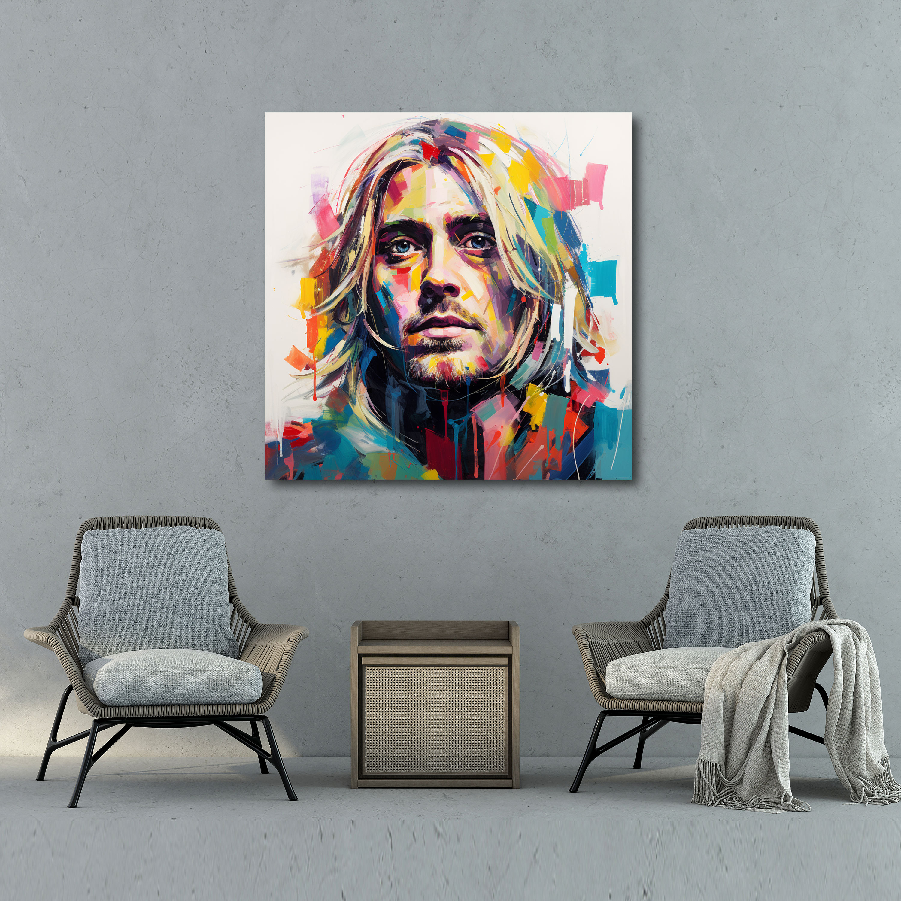 Kurt Cobain Glass Print - Kurt Cobain, Abstract, Glass Print, Modern Art