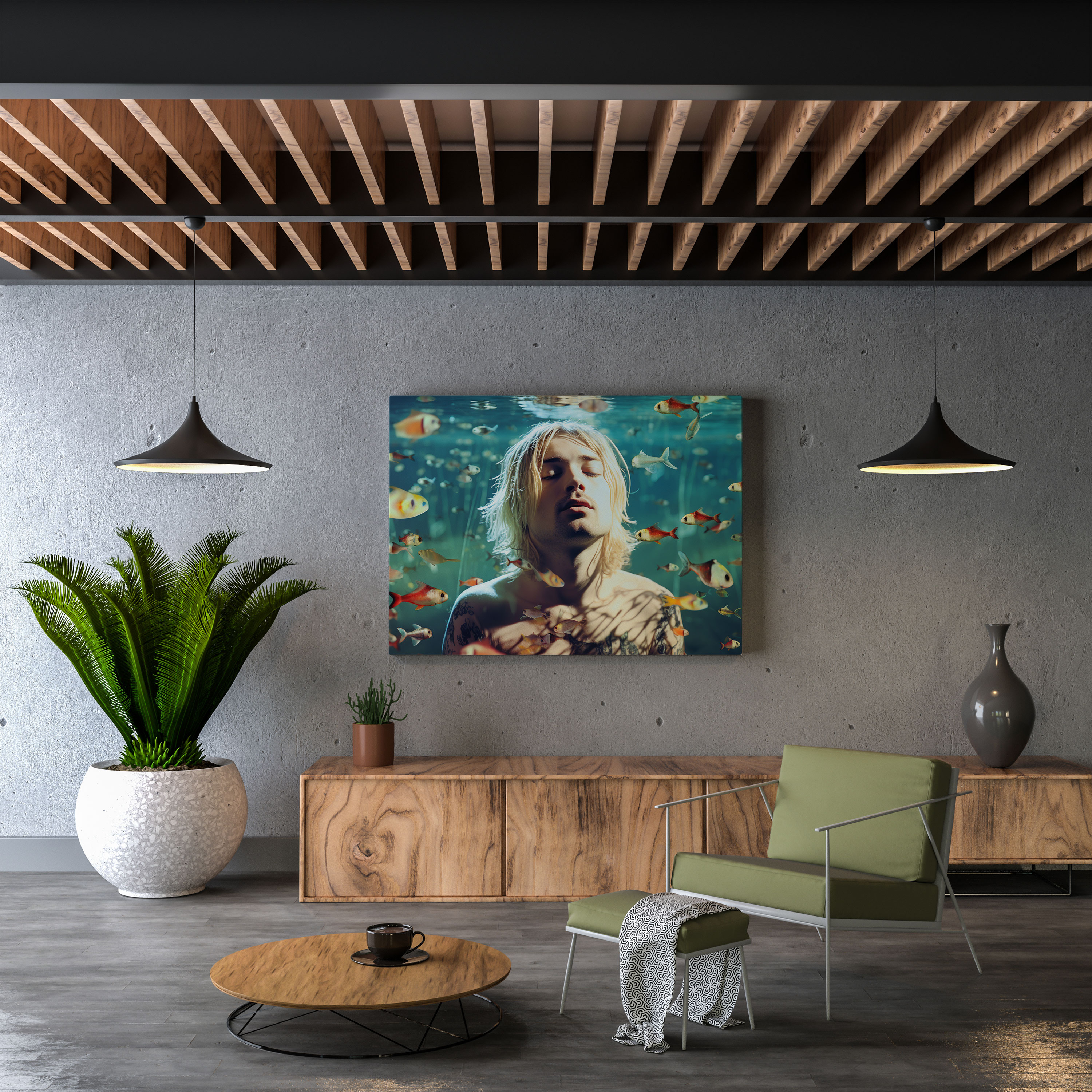 Kurt Cobain Surreal Glass Wall Art - Kurt Cobain, Glass Print, Music Enthusiasts, Surreal
