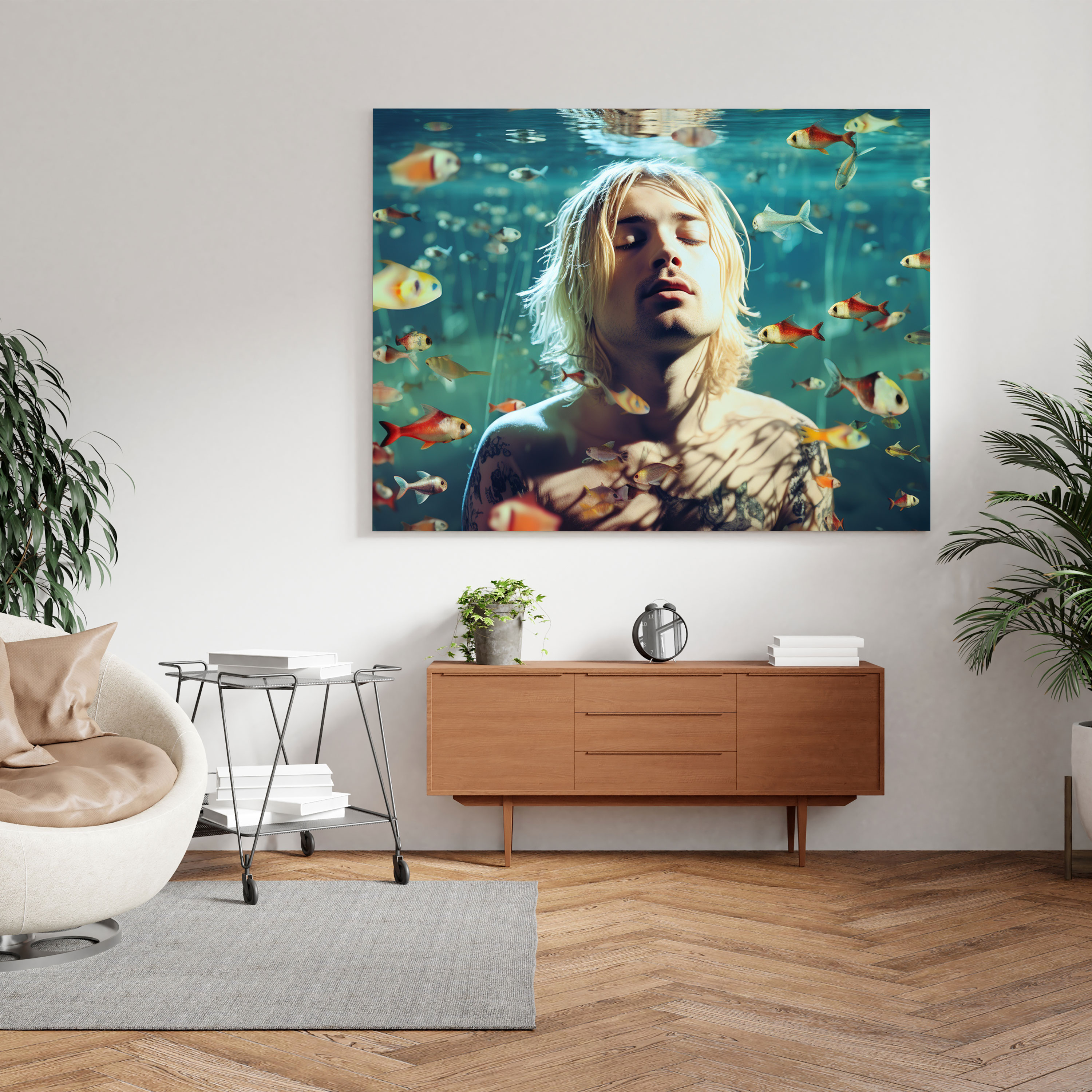 Kurt Cobain Surreal Glass Wall Art - Kurt Cobain, Glass Print, Music Enthusiasts, Surreal
