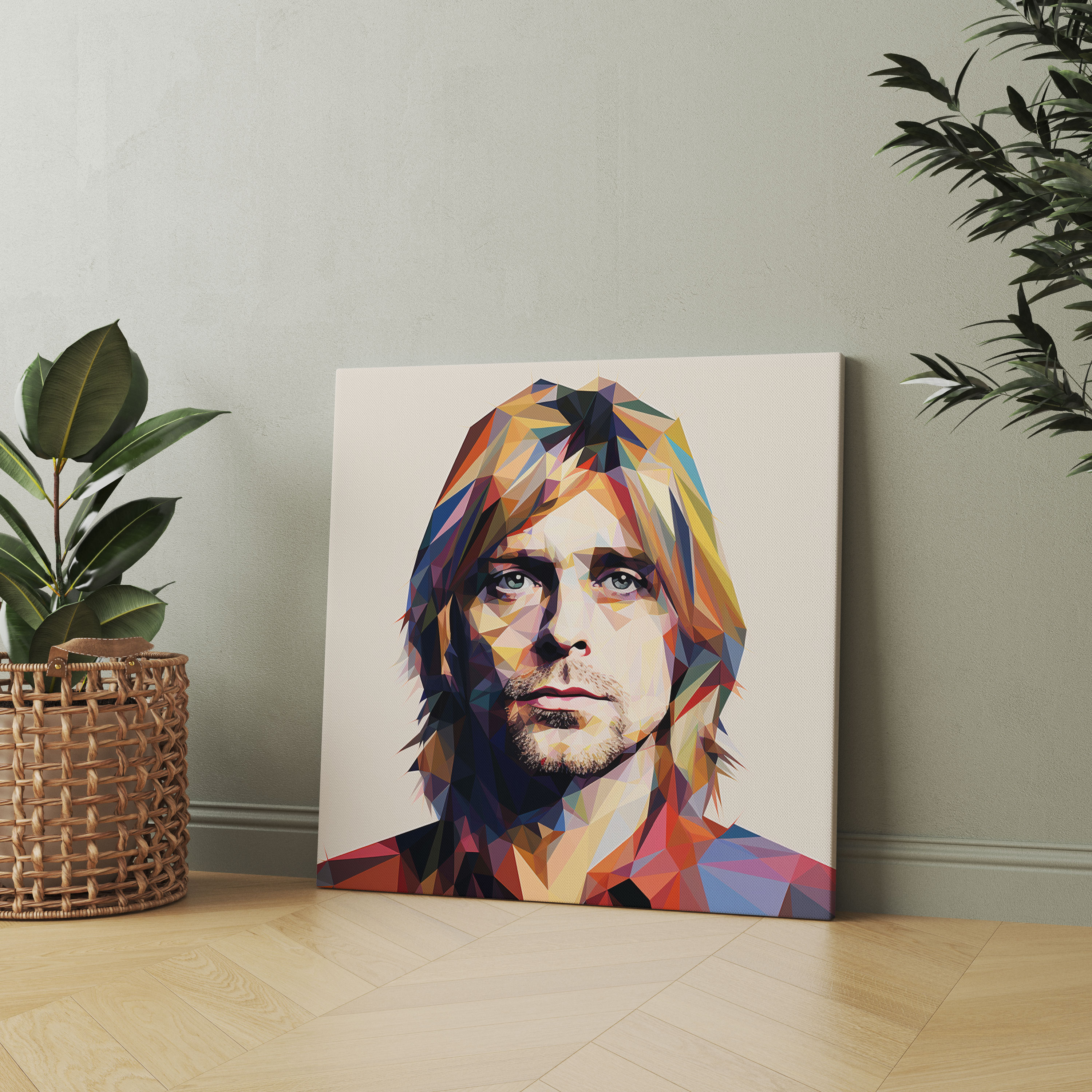 Kurt Cobain Geometric Glass Print - Kurt Cobain, Contemporary Design, Geometric Shapes, Kurt Cobain