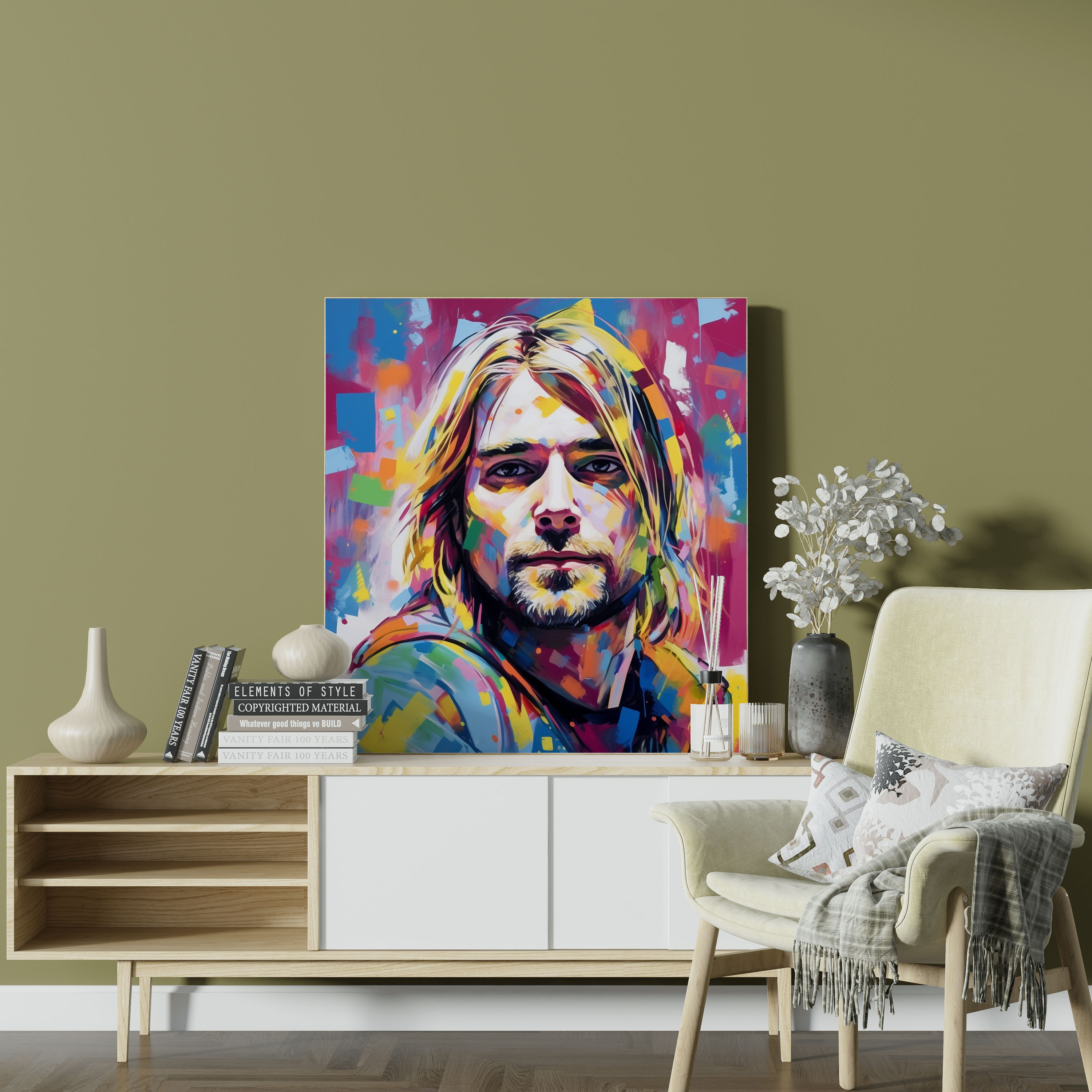 Kurt Cobain Glass Print - Abstract Modern Art - Kurt Cobain, Glass Wall Art, Kurt Cobain, Wall Decoration
