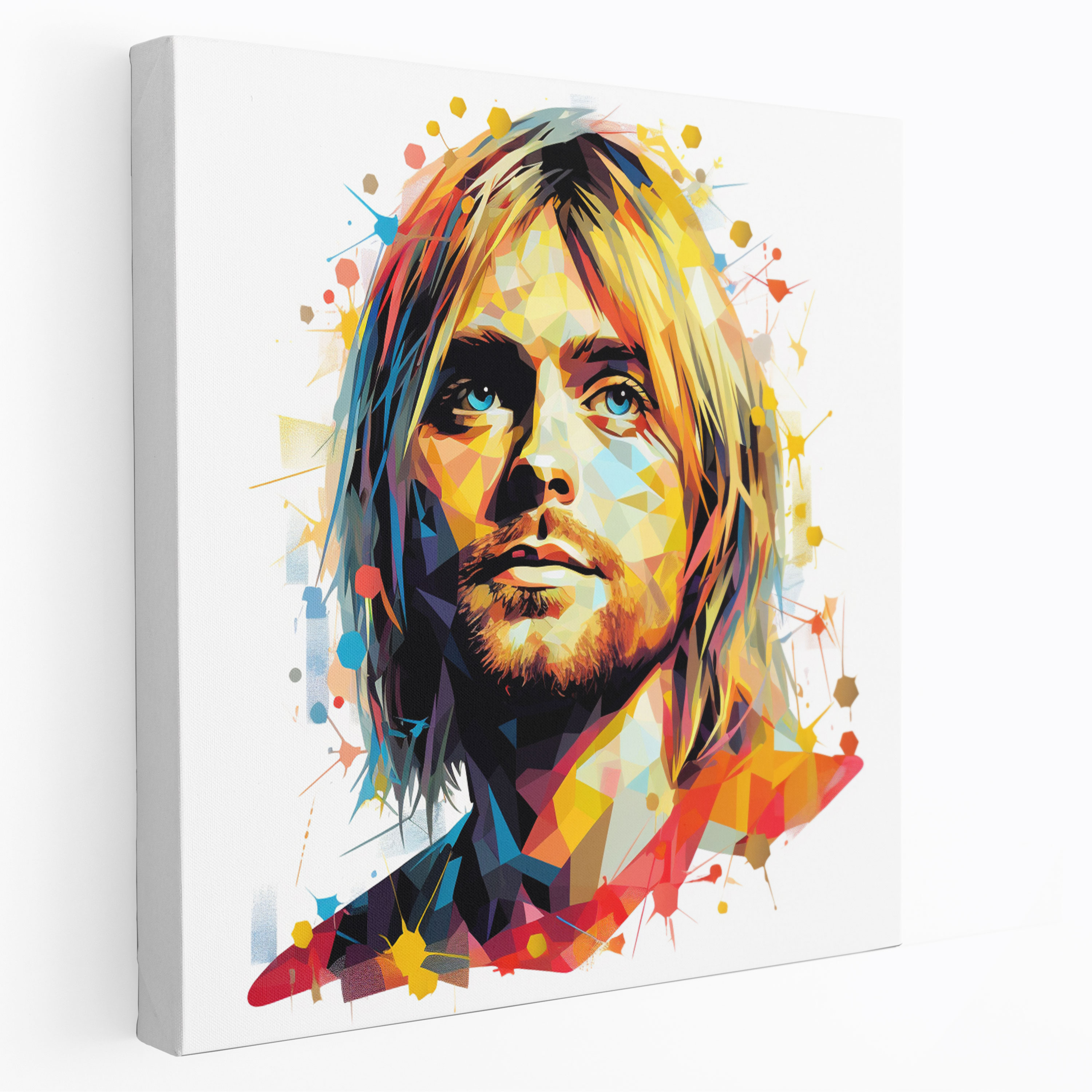 Kurt Cobain Glasbild - Stilisierte Pop-Art - Glaswandkunst Pop-Art Glasbild