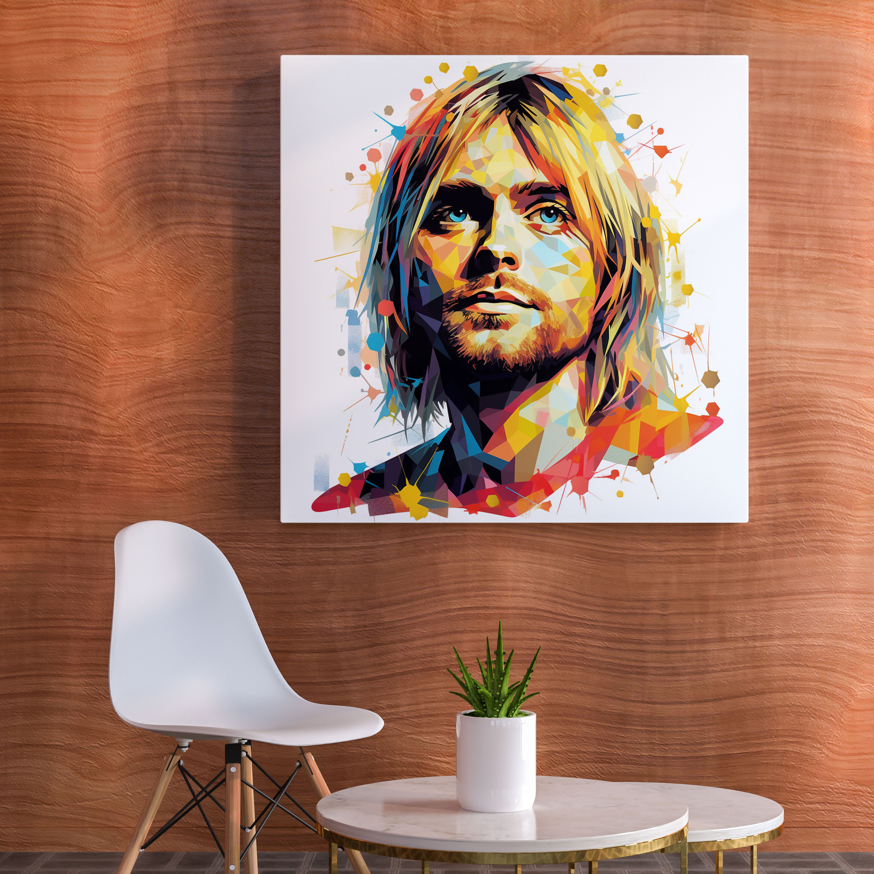 Kurt Cobain Glasbild - Stilisierte Pop-Art - Glaswandkunst Pop-Art Glasbild
