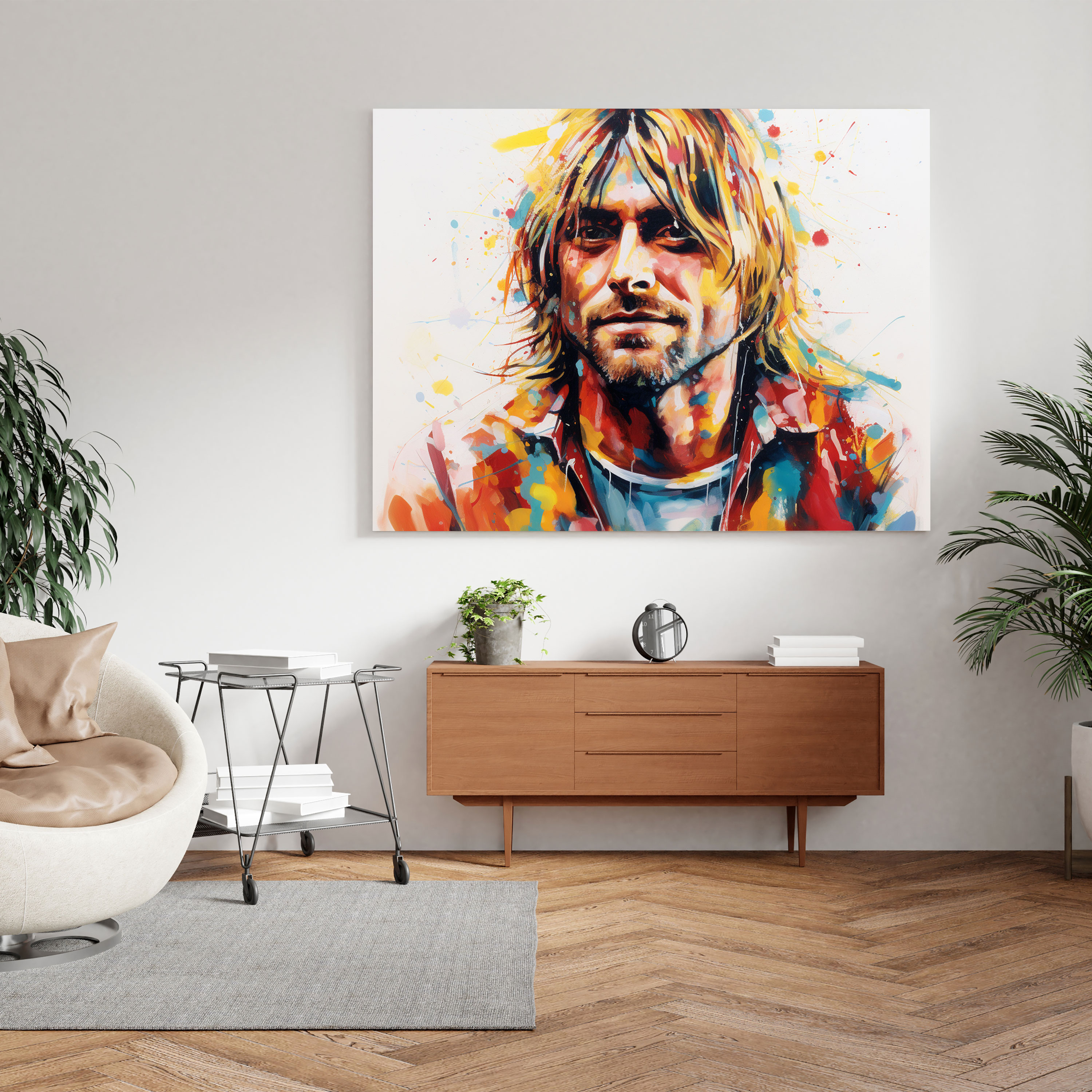 Kurt Cobain Glass Print - Abstract Expressionist Art - Kurt Cobain, Wall Decoration, Glass Print, Glass Art