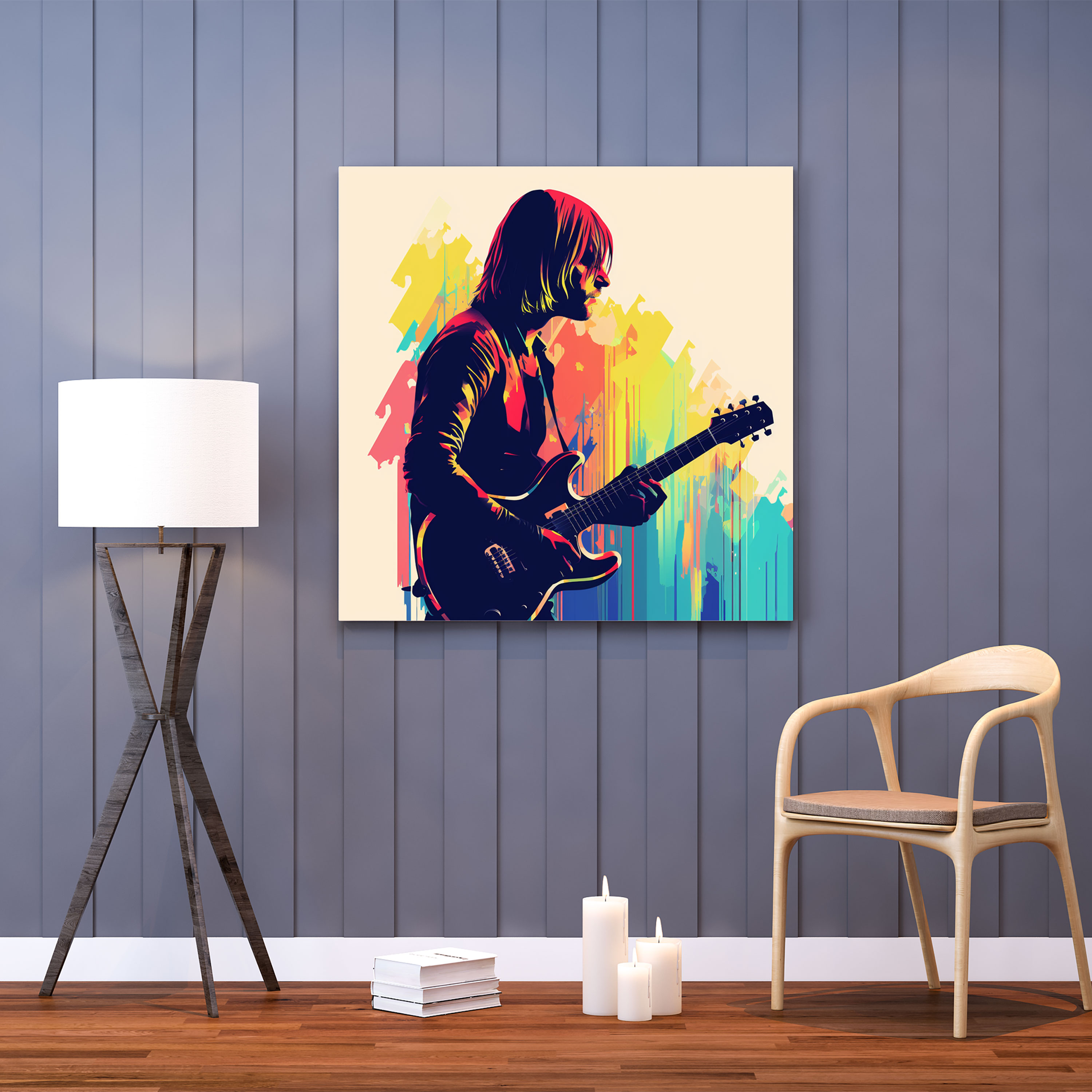 Kurt Cobain Glasbild - Minimalistische Silhouette - Wandkunst aus Glas